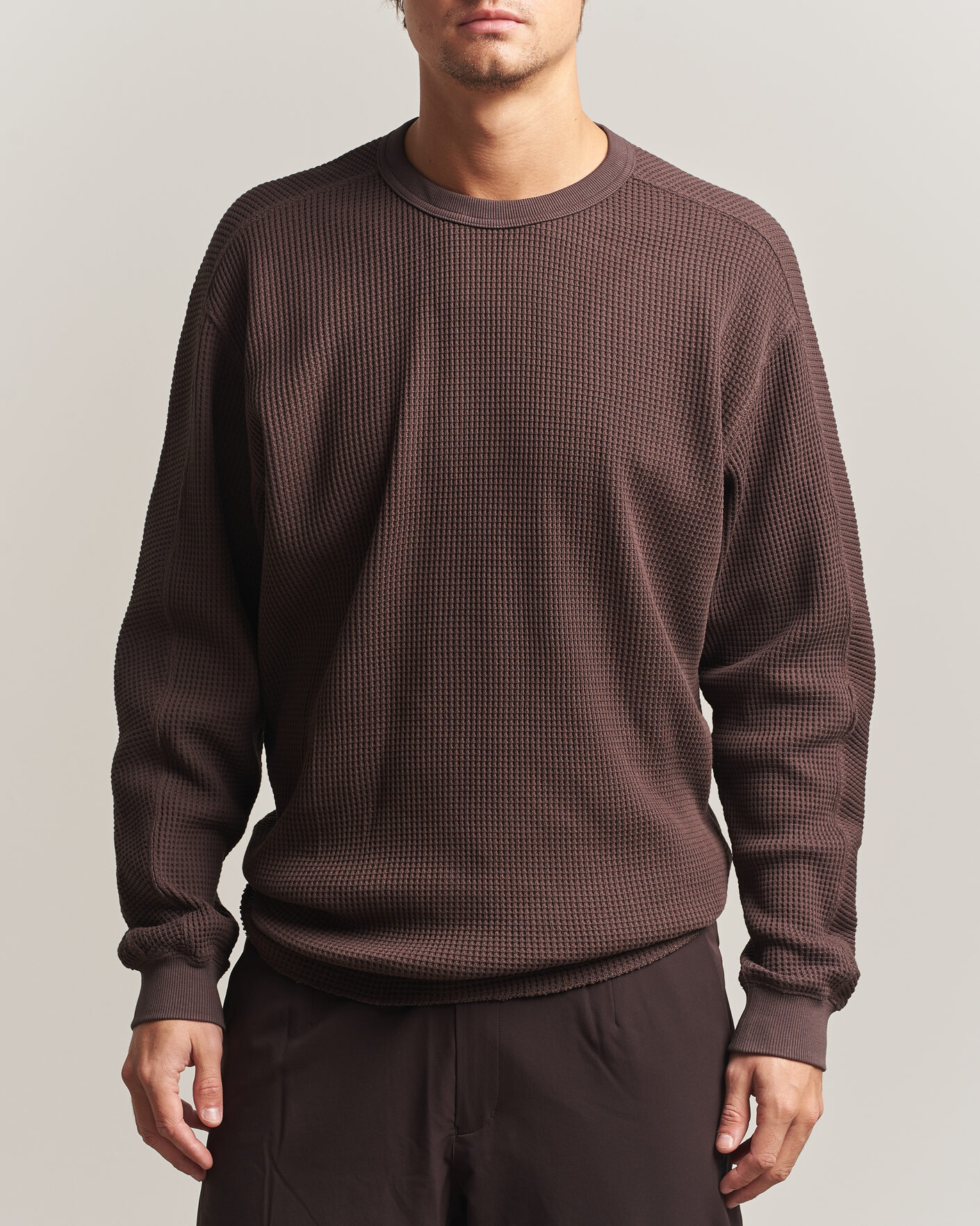 Men | Sweaters & Knitwear | Snow Peak | Heavyweight Waffle Pullover Dark Brown