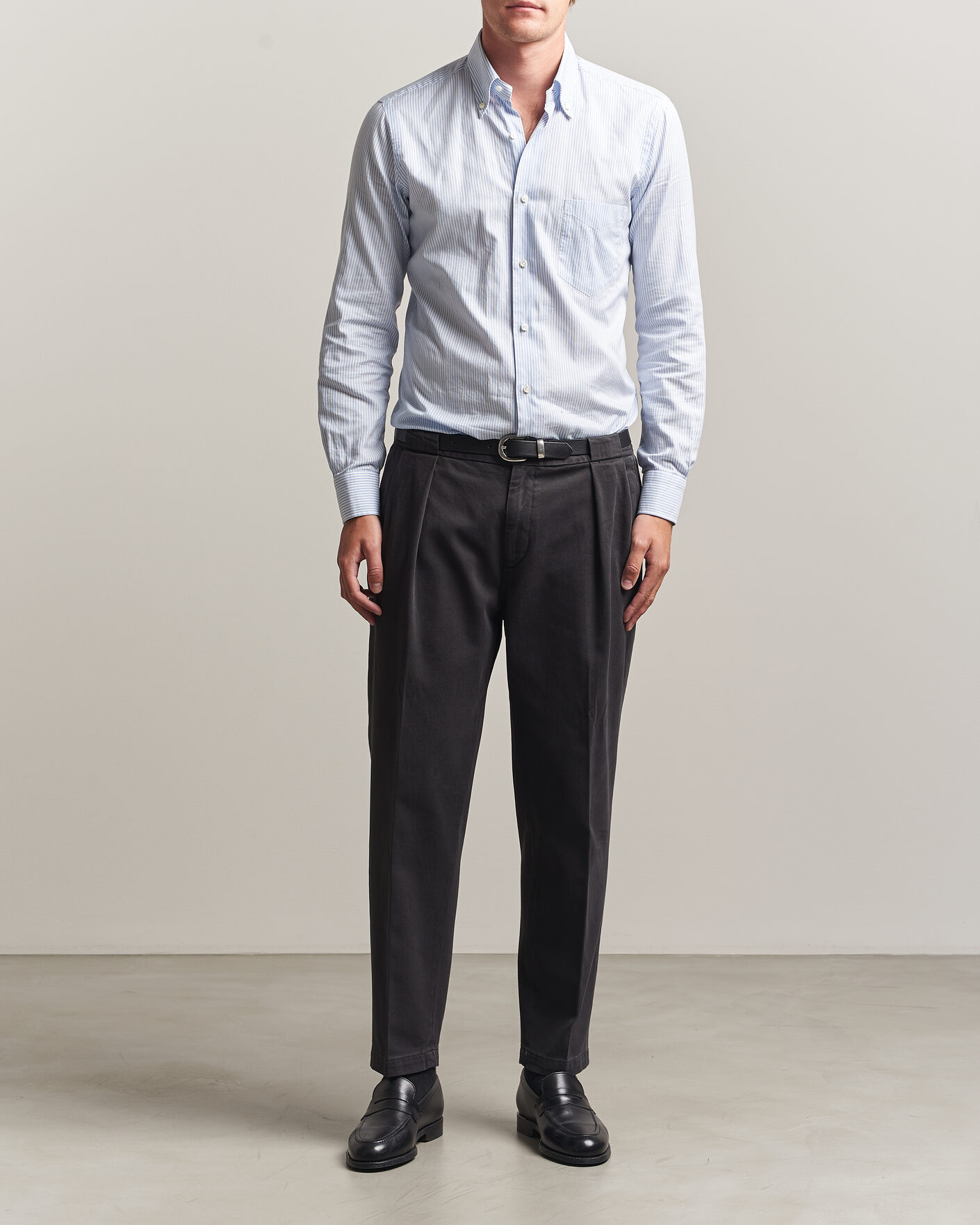 Men | Trousers | Briglia 1949 | Portobello Loose Fit Cotton Trousers Dark Grey