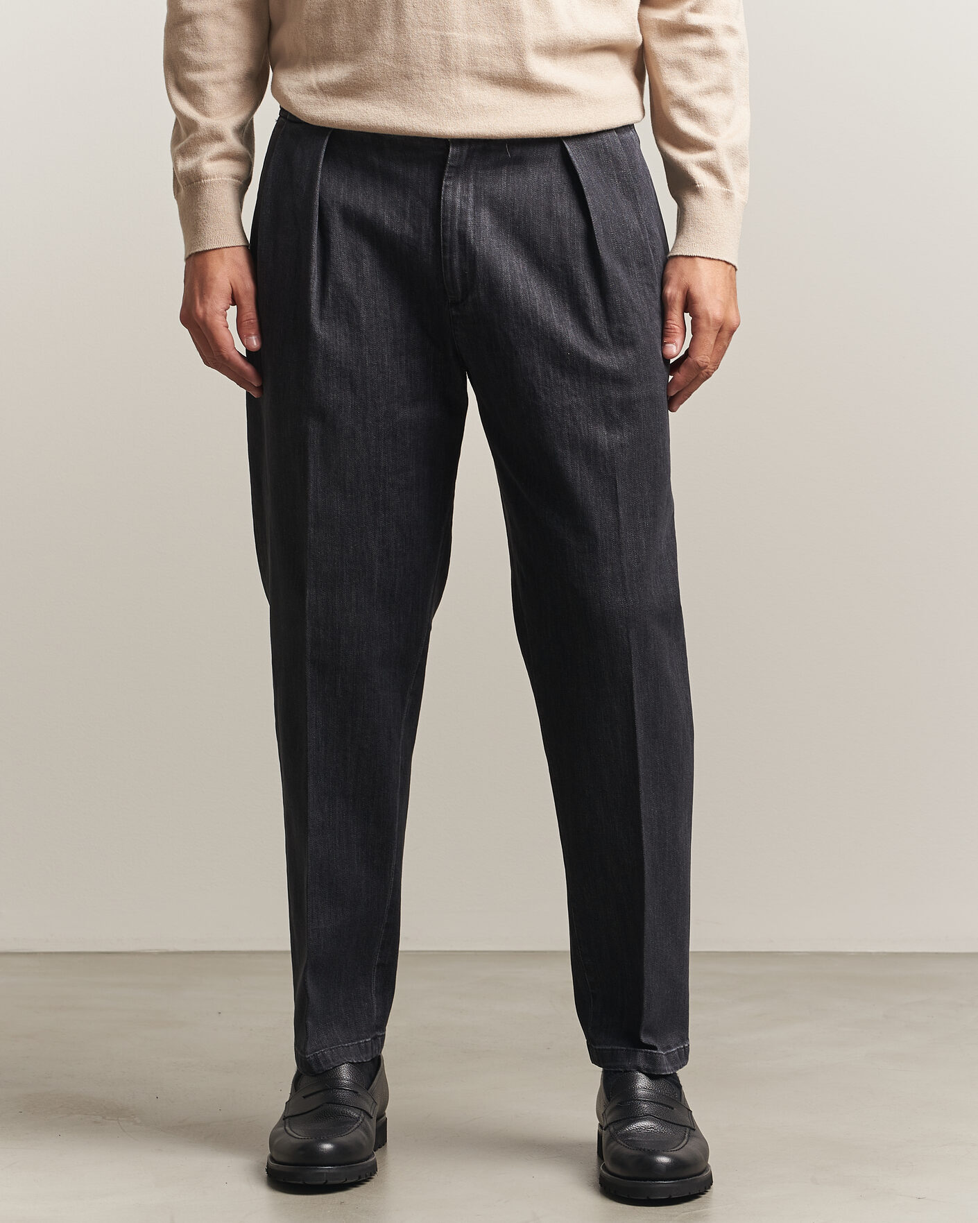 Men | Trousers | Briglia 1949 | Portobello Loose Fit Denim Trousers Grey
