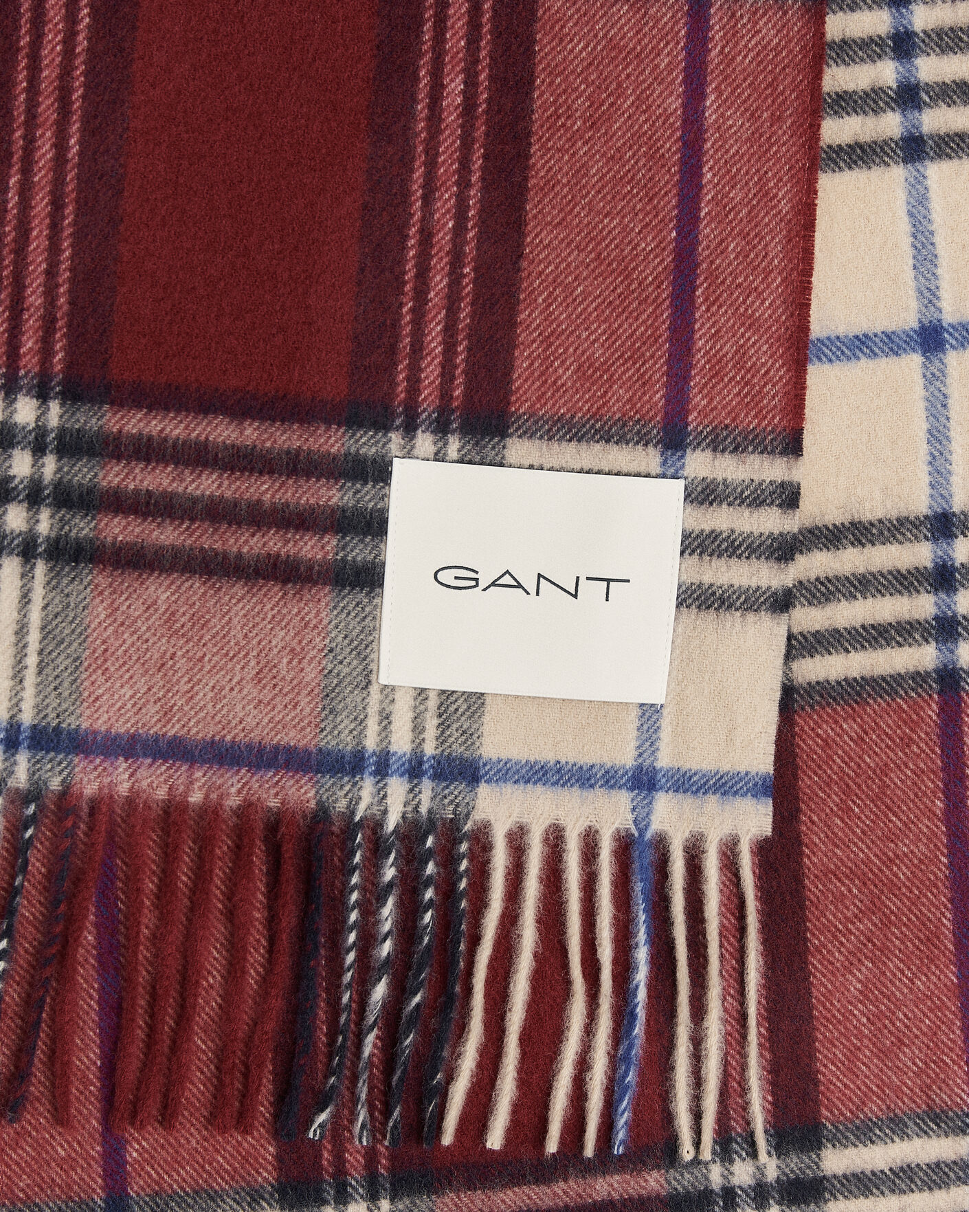 Men | Scarves | Gant | Checked Wool Scarf Plumped Red