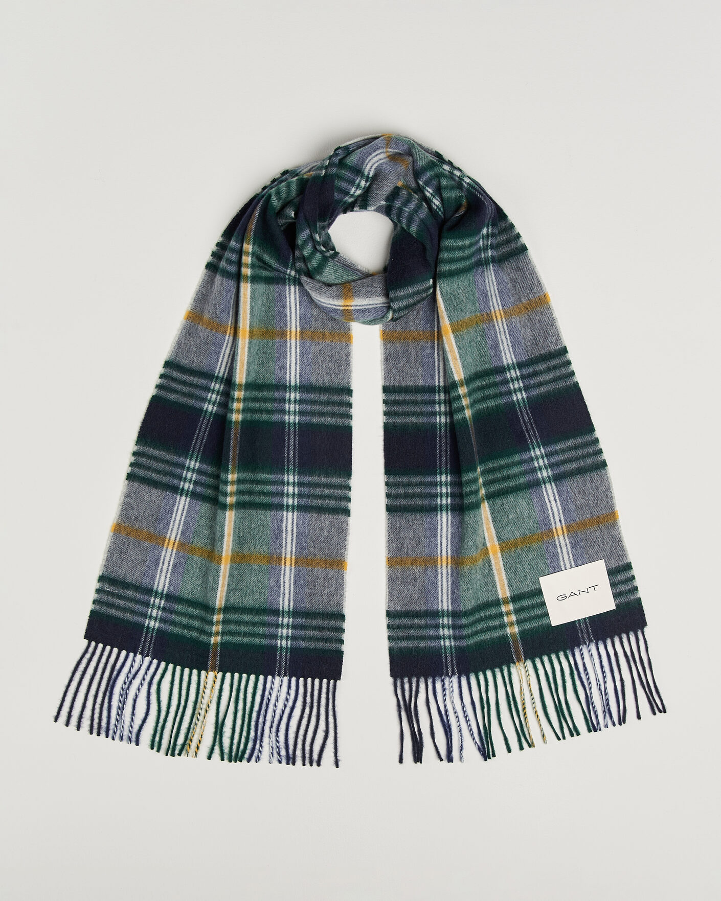 Men | Scarves | Gant | Checked Wool Scarf Marine