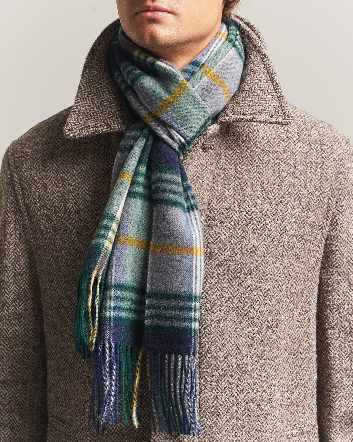 Men | Scarves | Gant | Checked Wool Scarf Marine