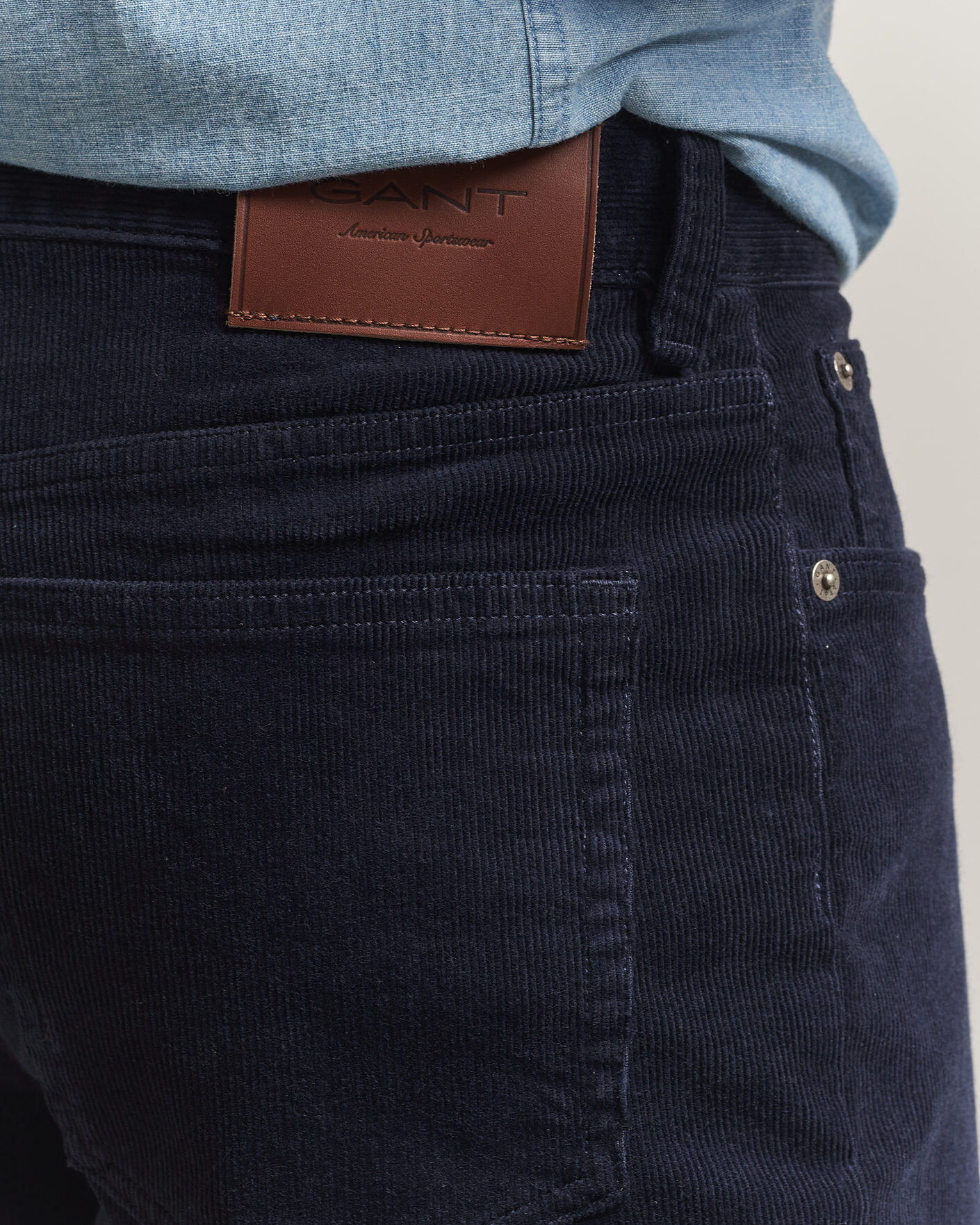 Men | Trousers | Gant | Regular Fit Corduroy 5-Pocket Pants Evening Blue