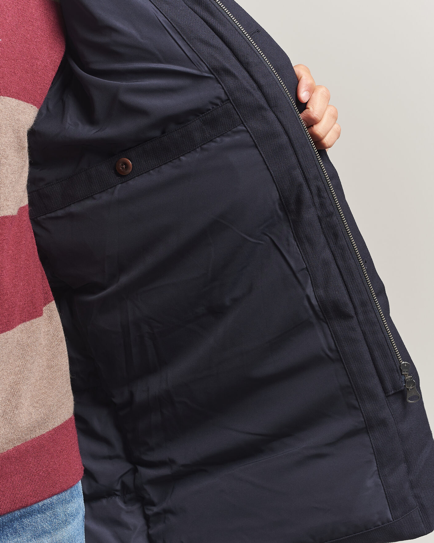 Men | Coats & Jackets | Gant | Flannel Down Hooded Parka Evening Blue