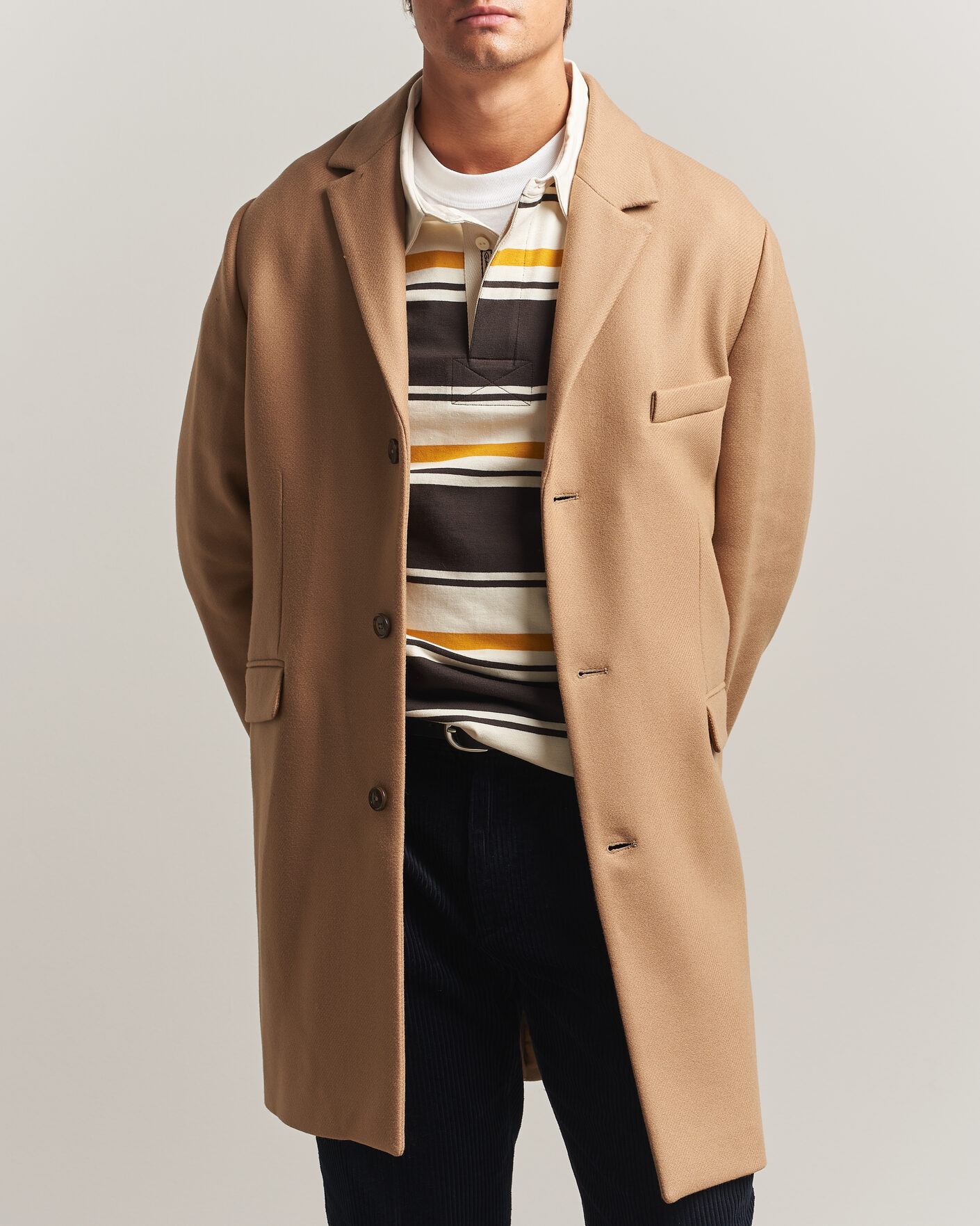 Men | Coats & Jackets | Gant | Classic Wool/Cashmere Coat Light Taupe