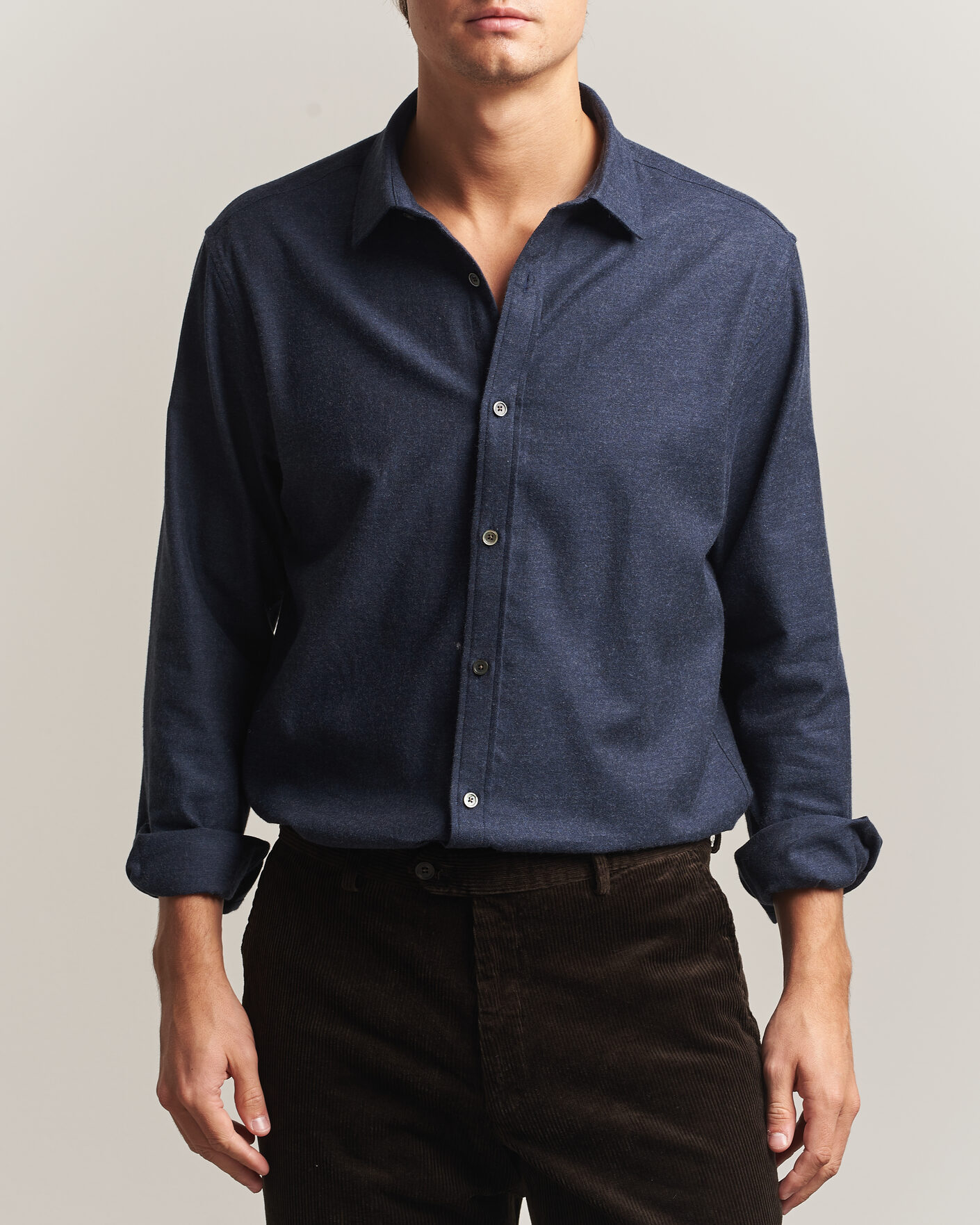 Men | Shirts | Gant | Regular Fit Flannel Shirt Dark Navy Melange