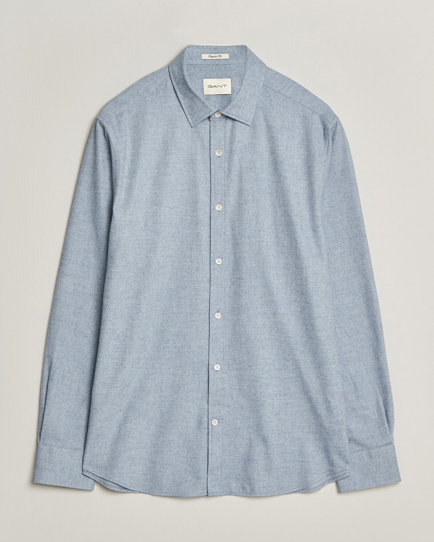 Men | Shirts | Gant | Regular Fit Flannel Shirt Light Blue Melange