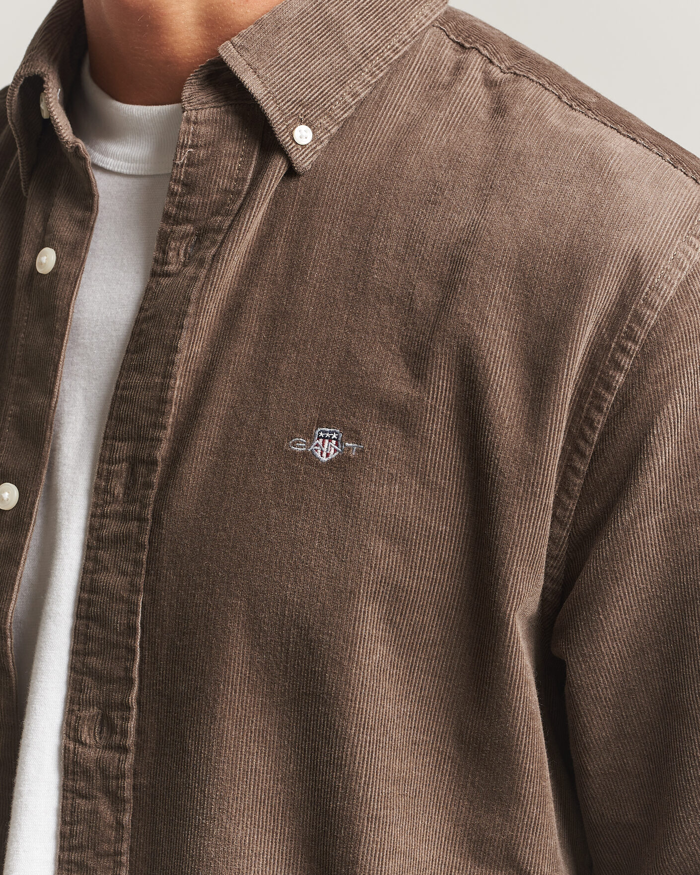 Men | Shirts | Gant | Regular Fit Corduroy Shirt Faded Taupe