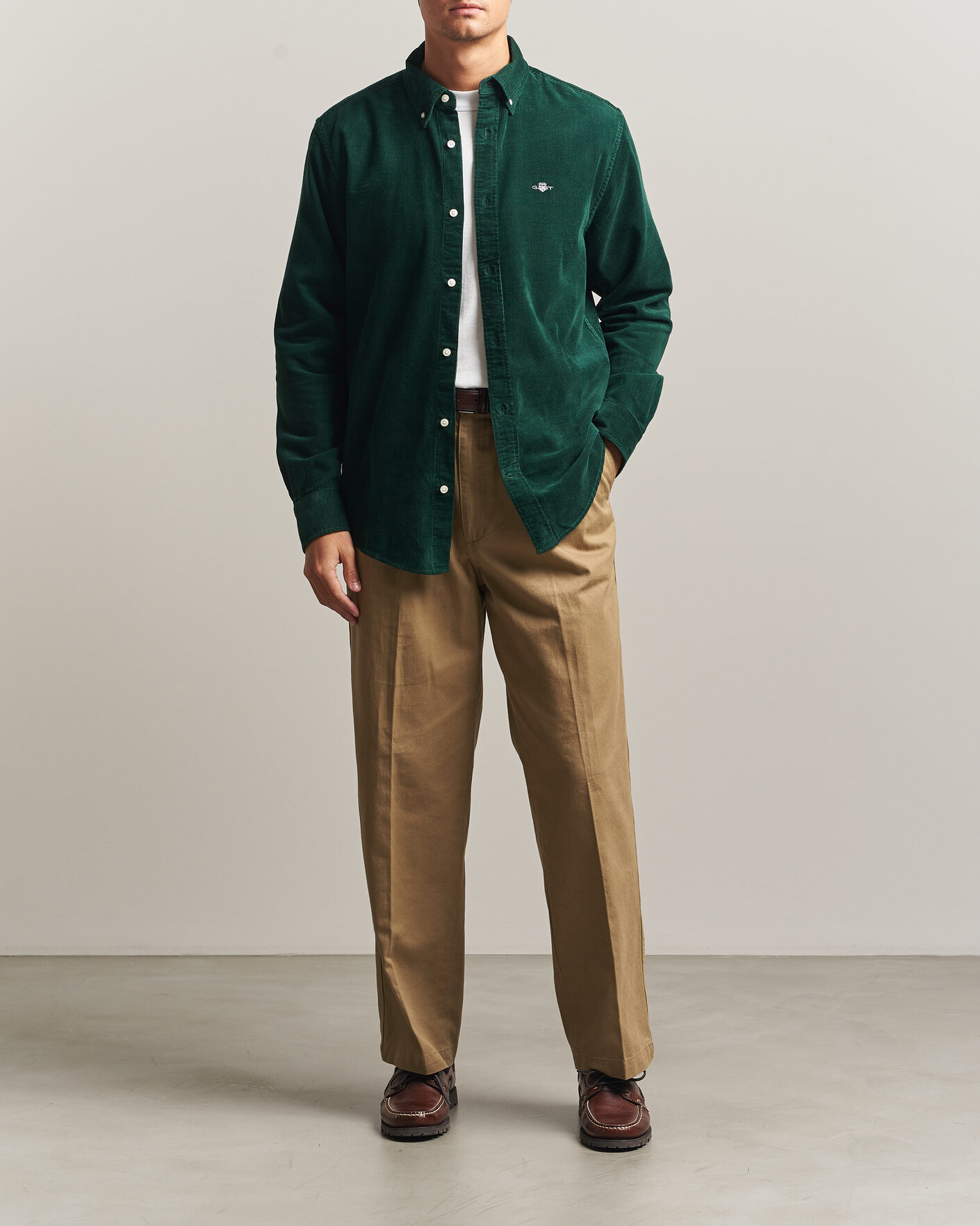 Men | Shirts | Gant | Regular Fit Corduroy Shirt Tartan Green