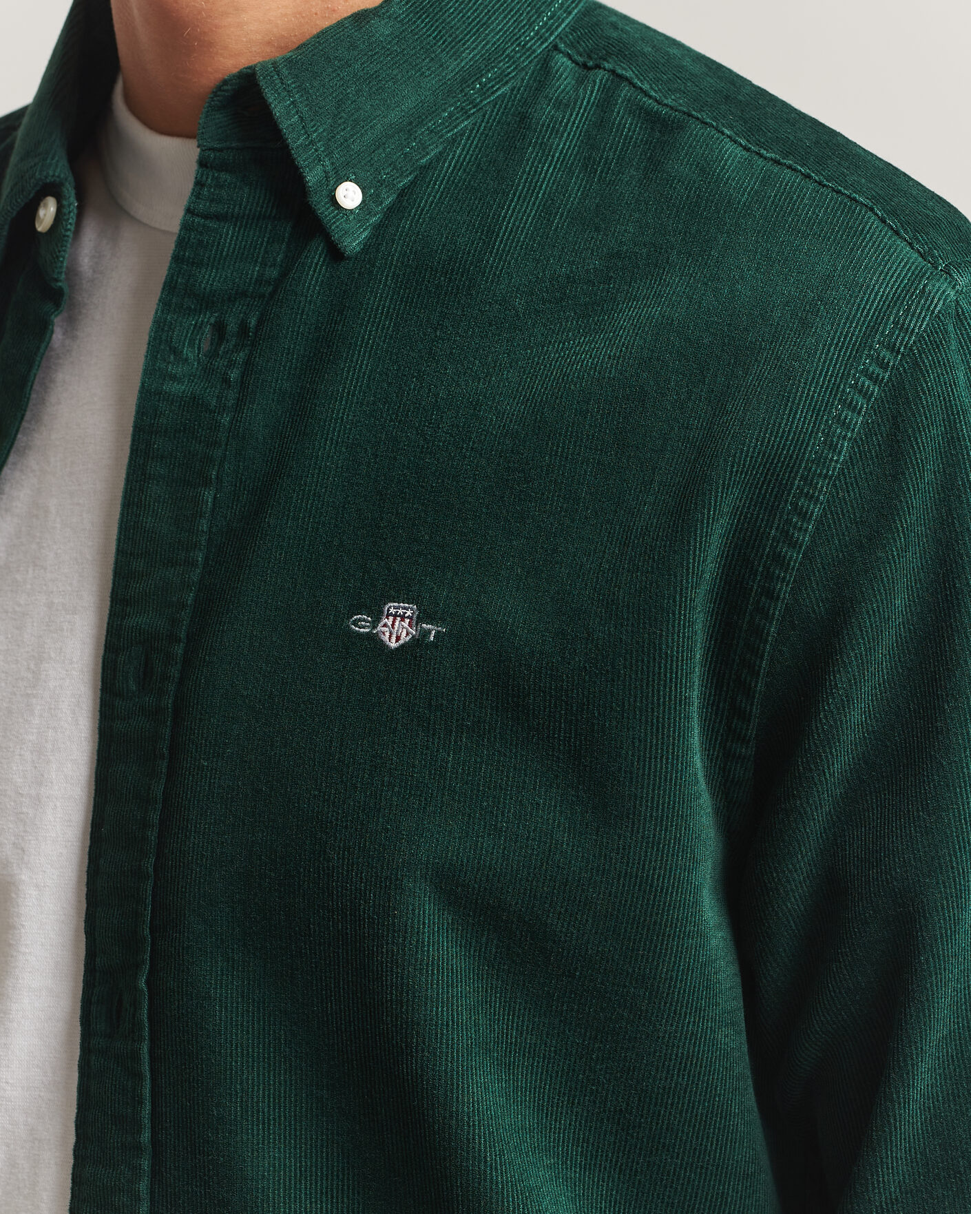 Men | Shirts | Gant | Regular Fit Corduroy Shirt Tartan Green