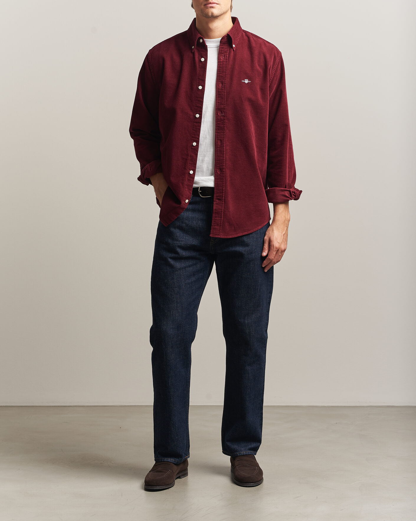 Men | Shirts | Gant | Regular Fit Corduroy Shirt Deep Grape Wine