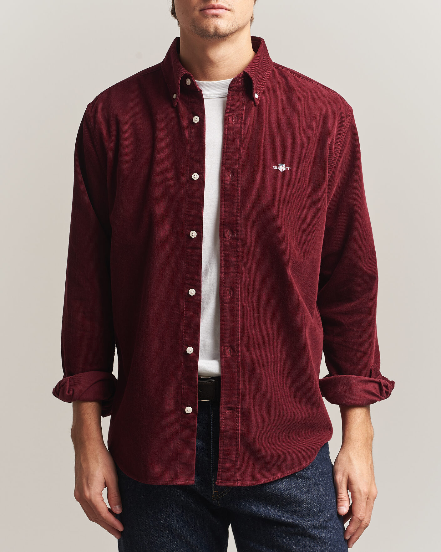 Men | Shirts | Gant | Regular Fit Corduroy Shirt Deep Grape Wine