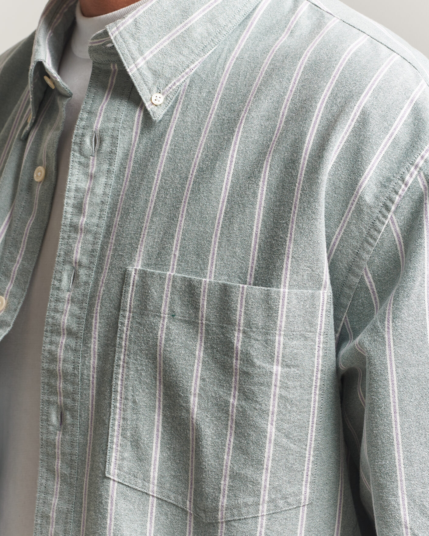 Men | Shirts | Gant | Relaxed Fit Brushed Oxford Striped Shirt Dark Emerald