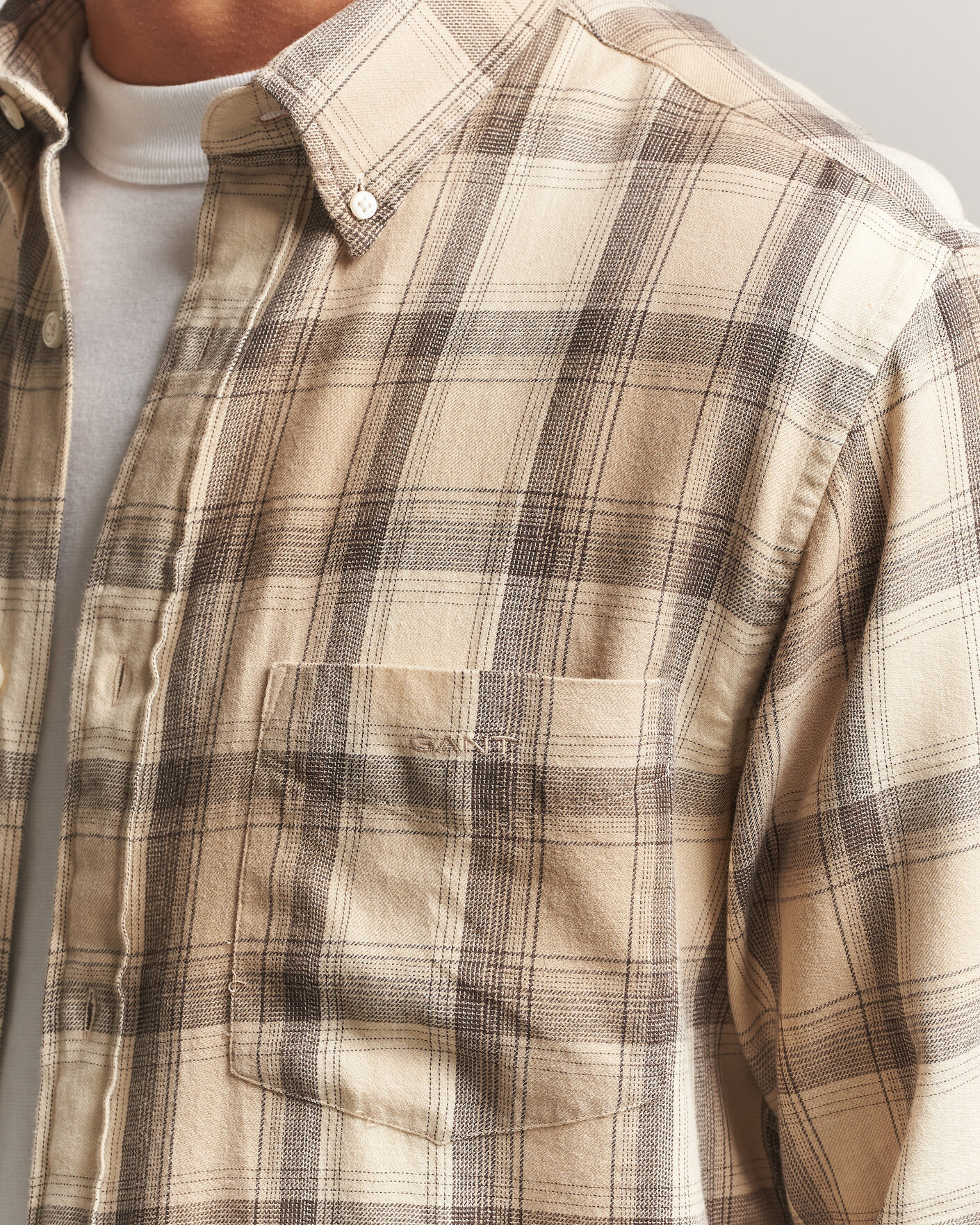 Men | Shirts | Gant | Regular Fit Windblown Flannel Checked Shirt Dry Sand