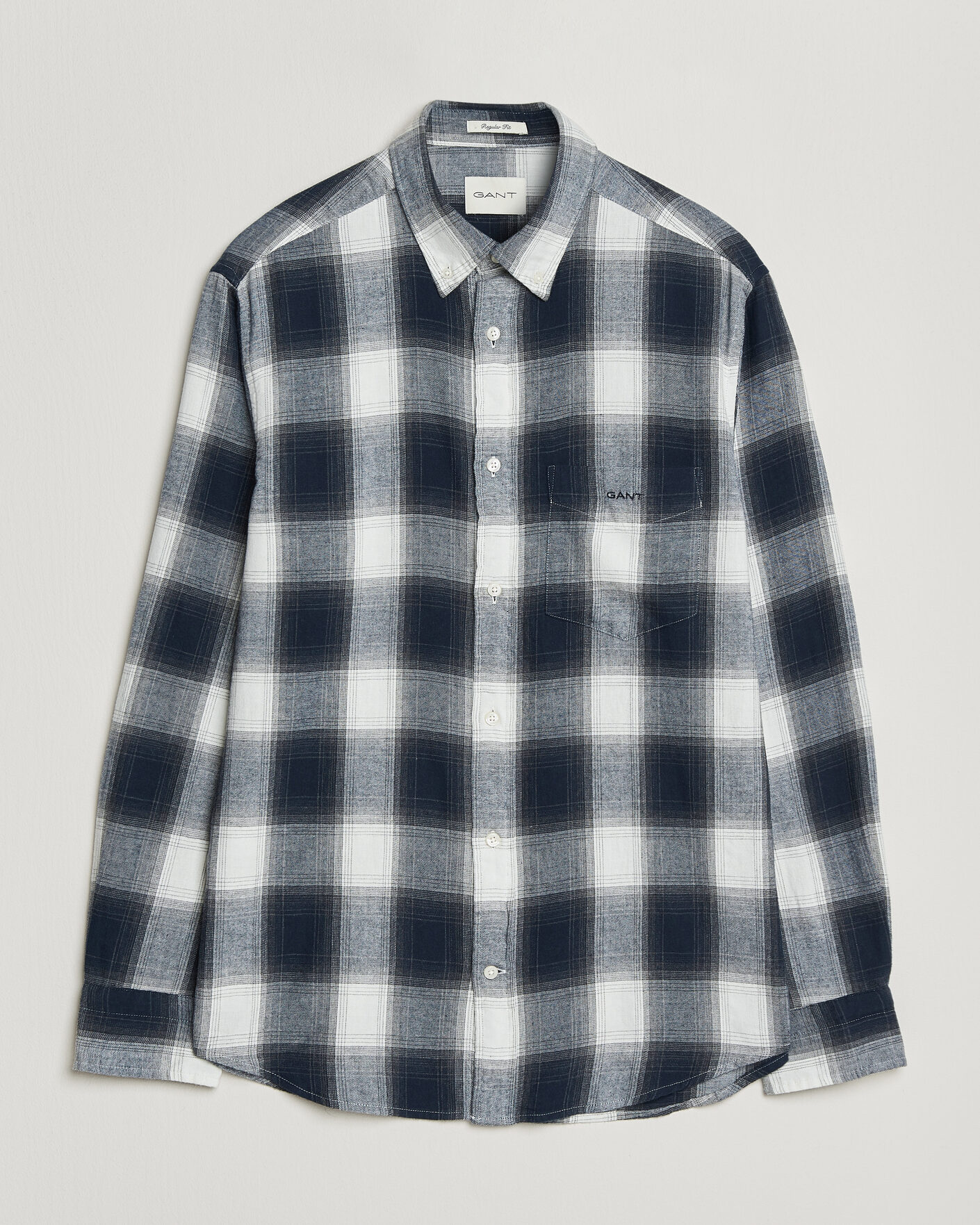 Men | Shirts | Gant | Regular Fit Windblown Flannel Checked Shirt Evening Blue