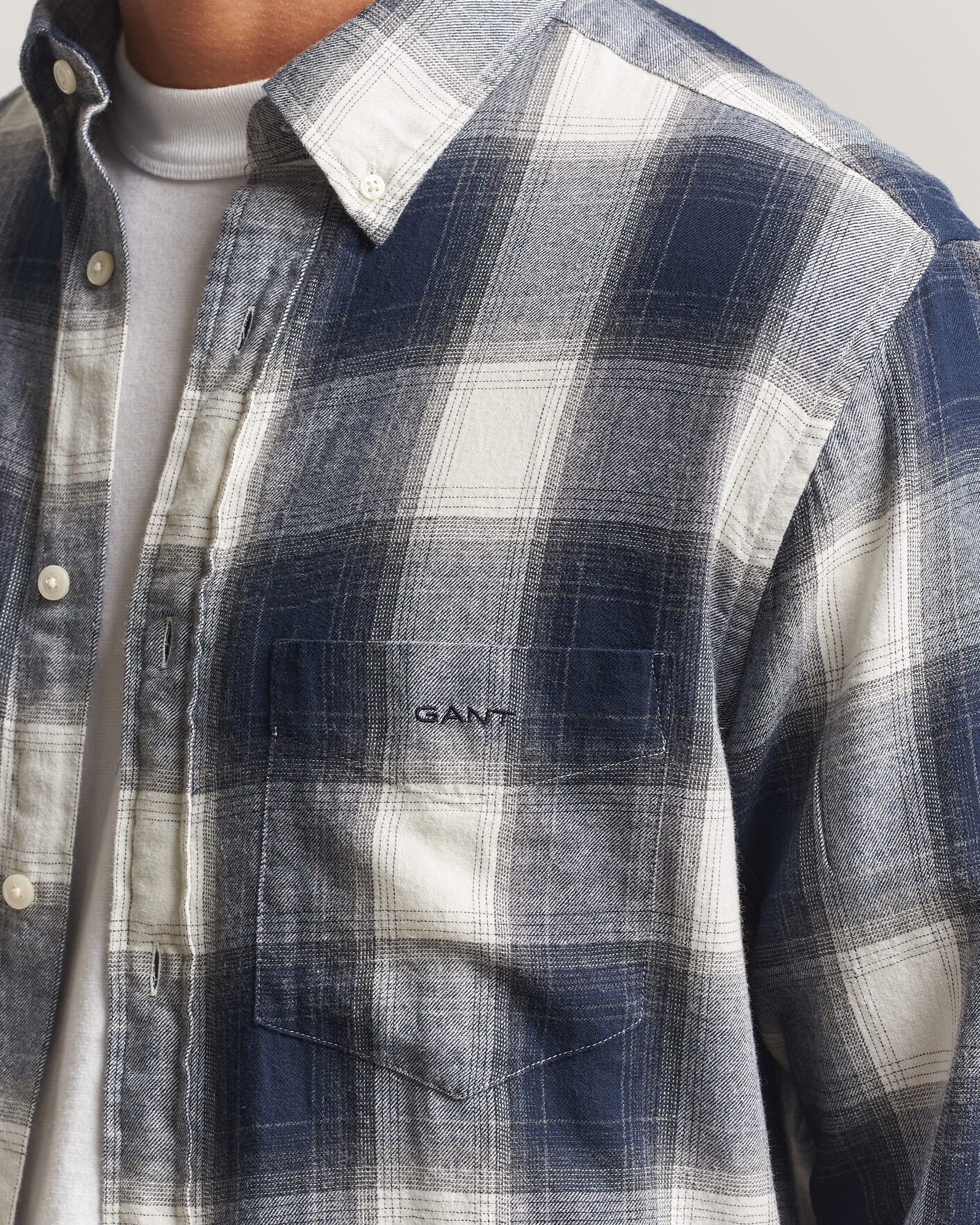 Men | Shirts | Gant | Regular Fit Windblown Flannel Checked Shirt Evening Blue