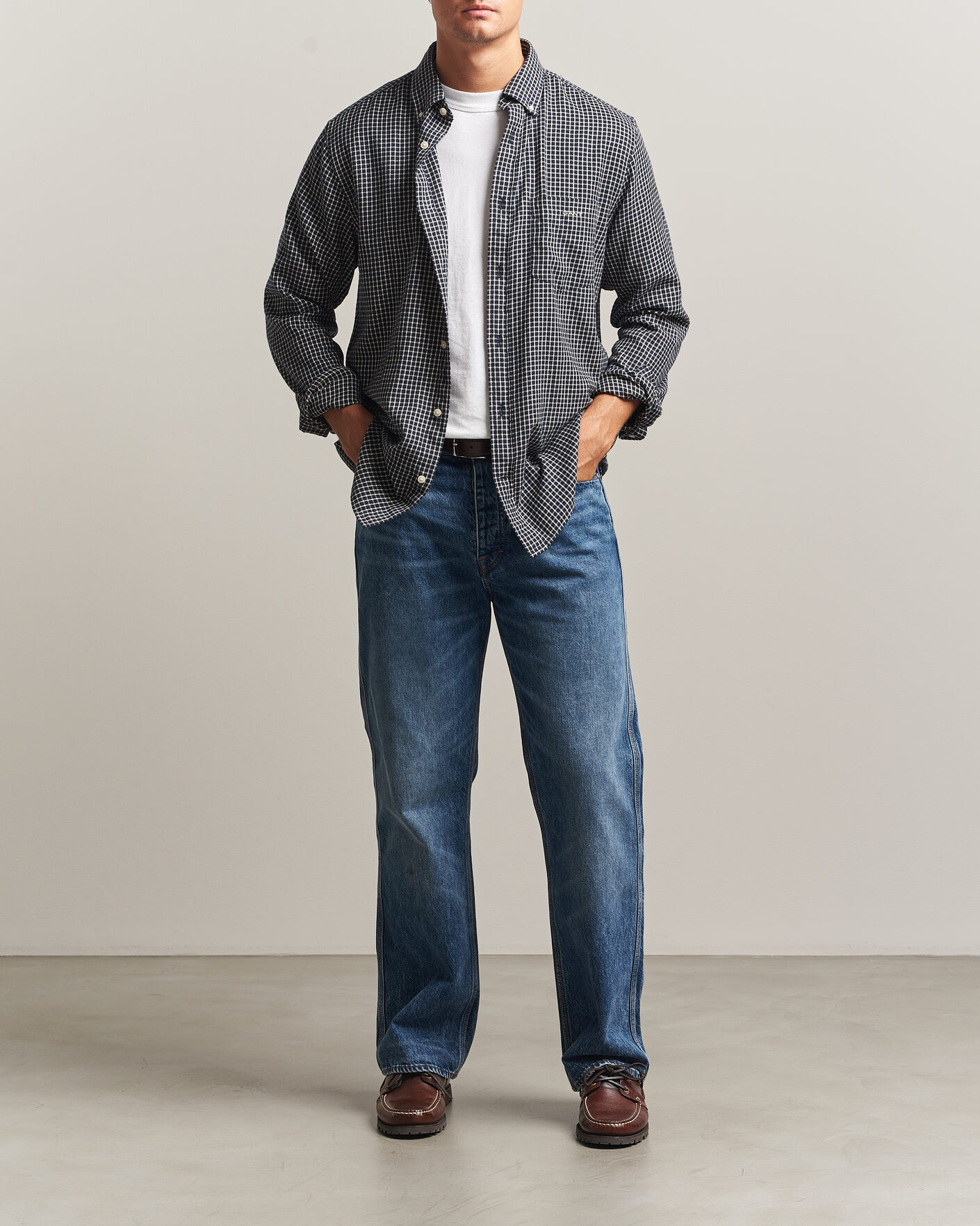 Men | Shirts | Gant | Regular Fit Windblown Flannel Checked Shirt Evening Blue