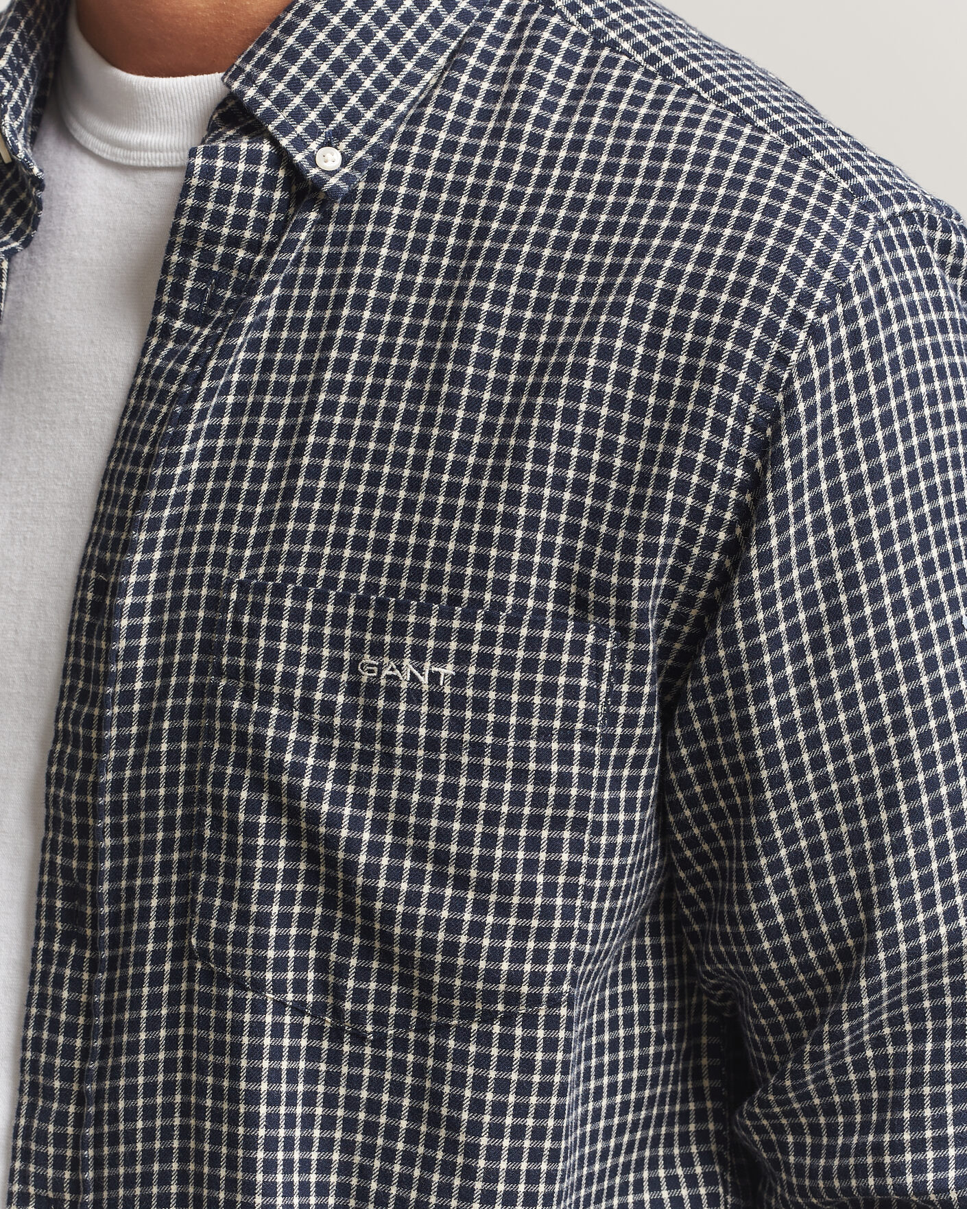 Men | Shirts | Gant | Regular Fit Windblown Flannel Checked Shirt Evening Blue