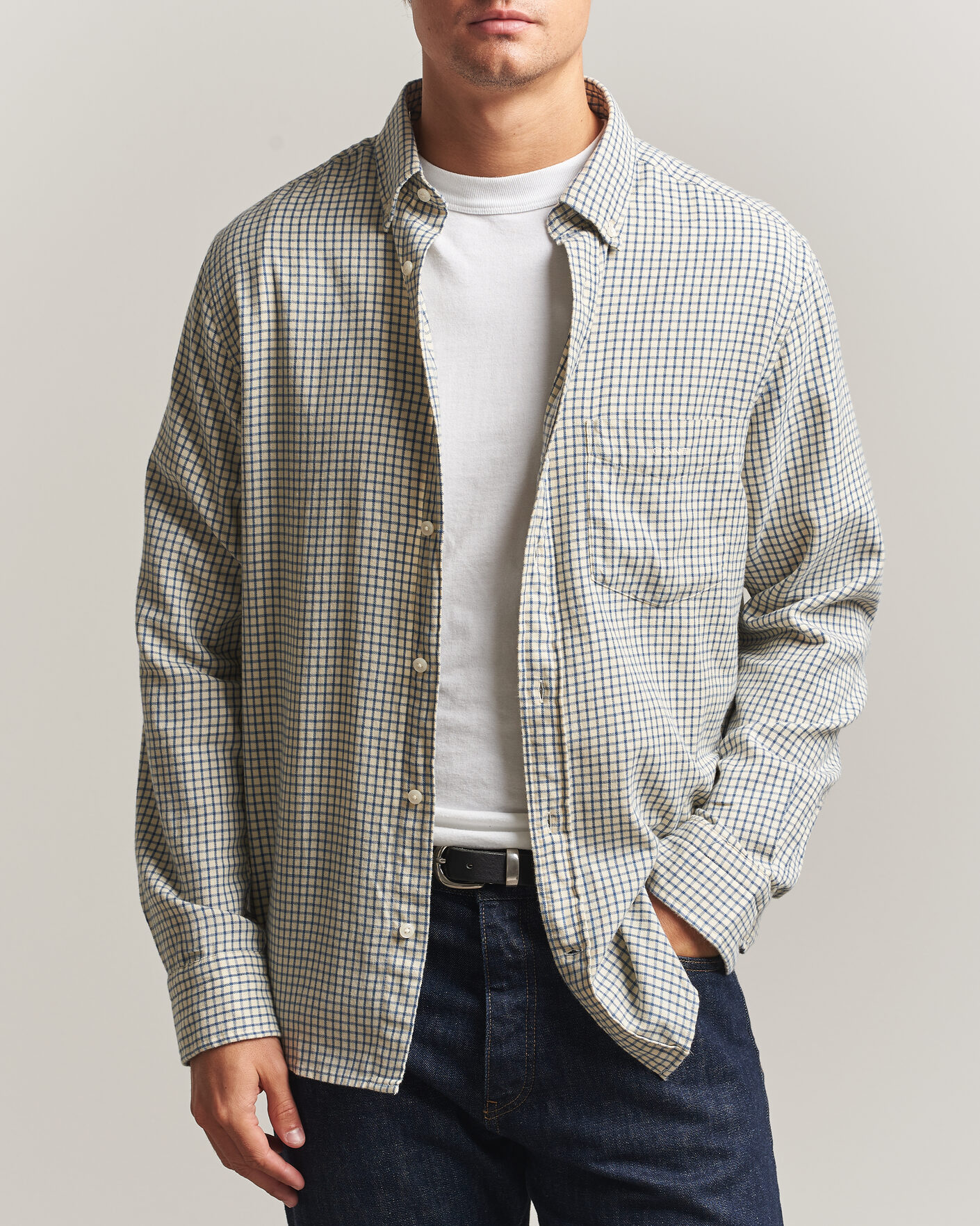 Men | Shirts | Gant | Regular Fit Windblown Flannel Checked Shirt Blue Horizon