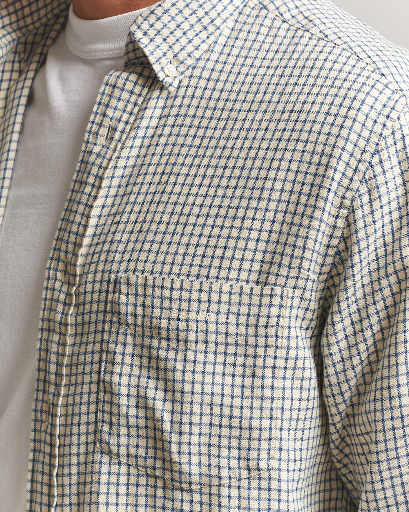 Men | Shirts | Gant | Regular Fit Windblown Flannel Checked Shirt Blue Horizon