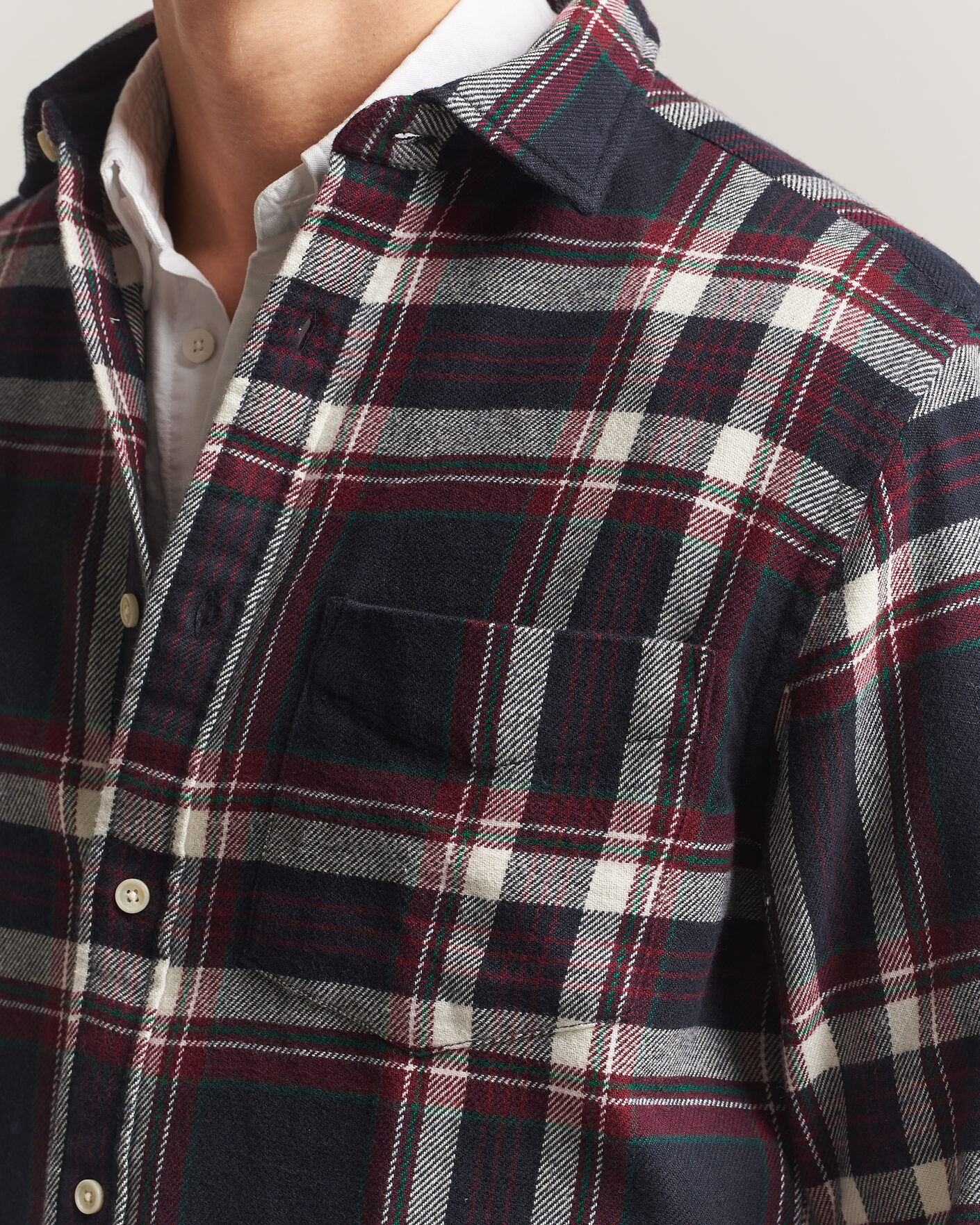 Men | Shirts | Gant | Regular Fit Flannel Checked Overshirt Evening Blue