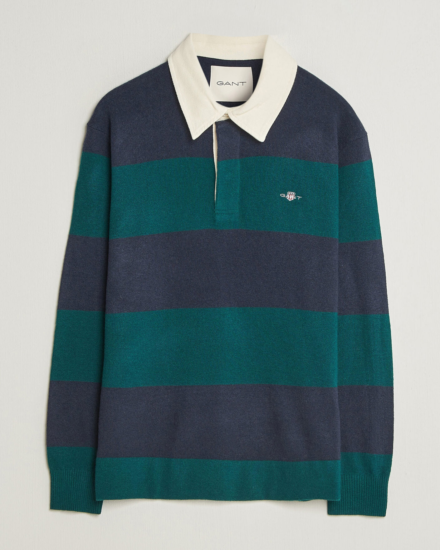 Men | Sweaters & Knitwear | Gant | Lambswool Barstriped Rugger Dark Emerald