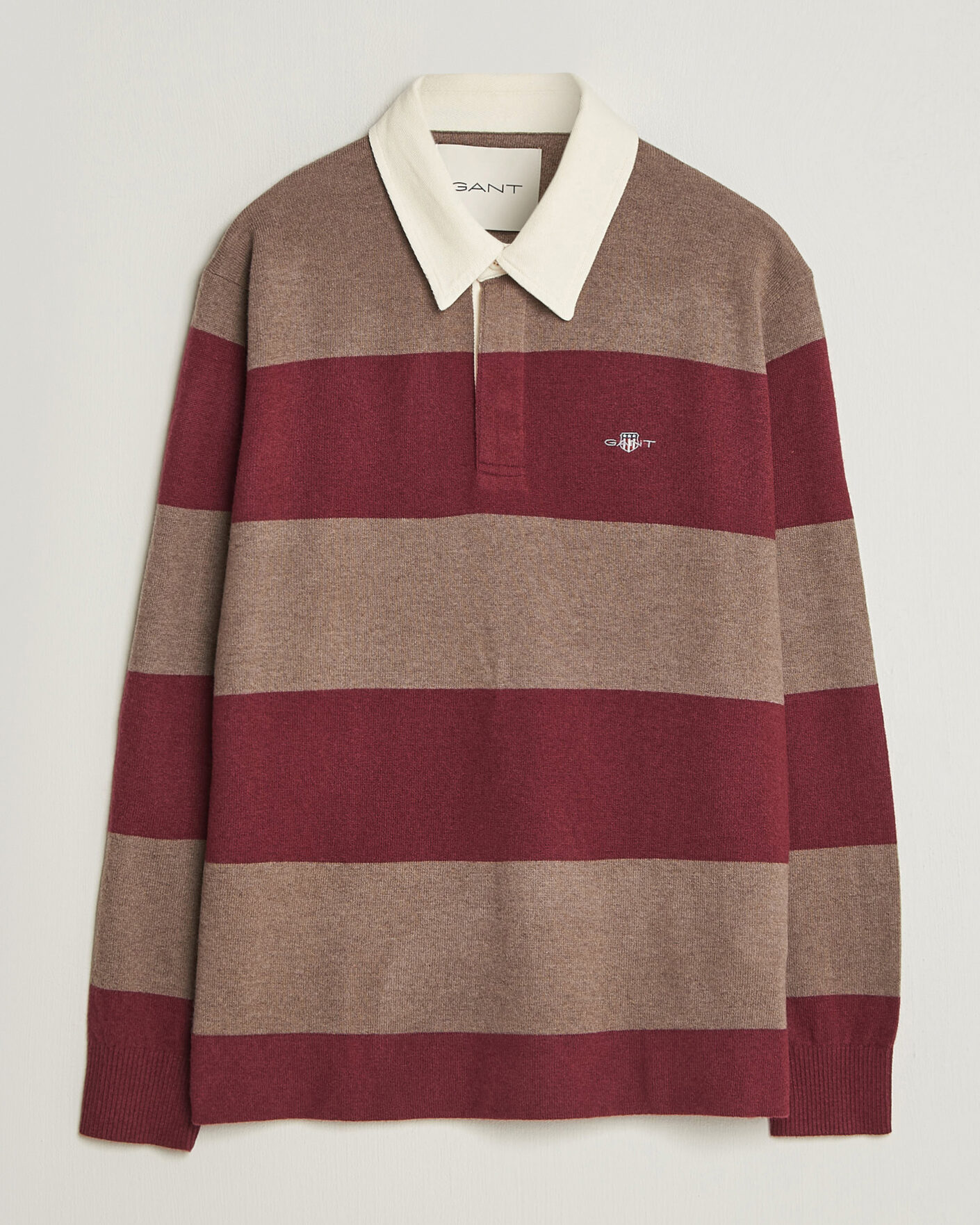 Men | Sweaters & Knitwear | Gant | Lambswool Barstriped Rugger Deep Grape Wine