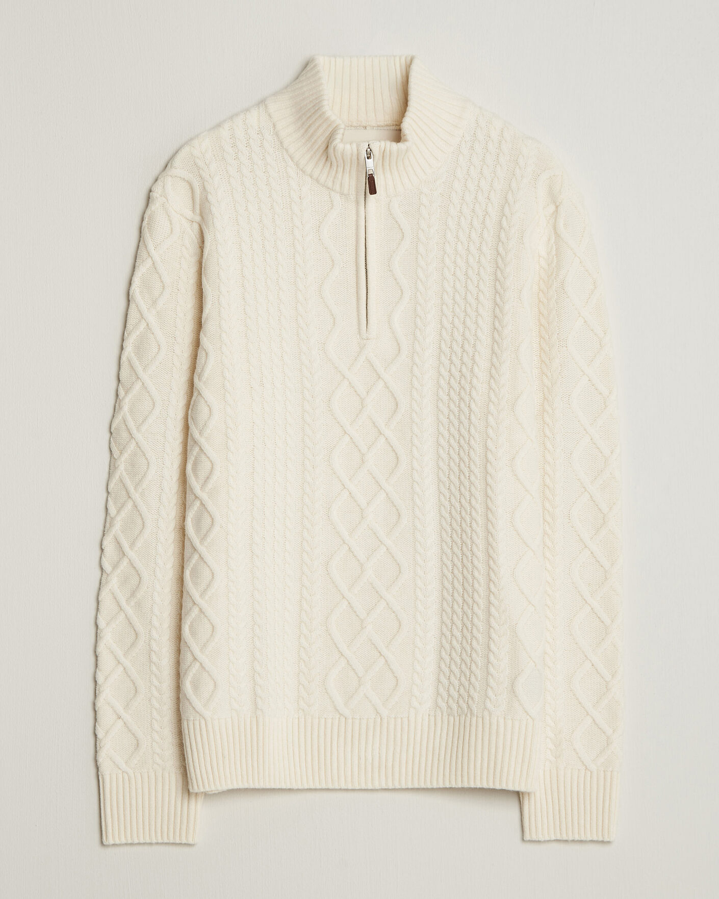 Men | Sweaters & Knitwear | Gant | Wool Cable Knitted Half Zip Cream