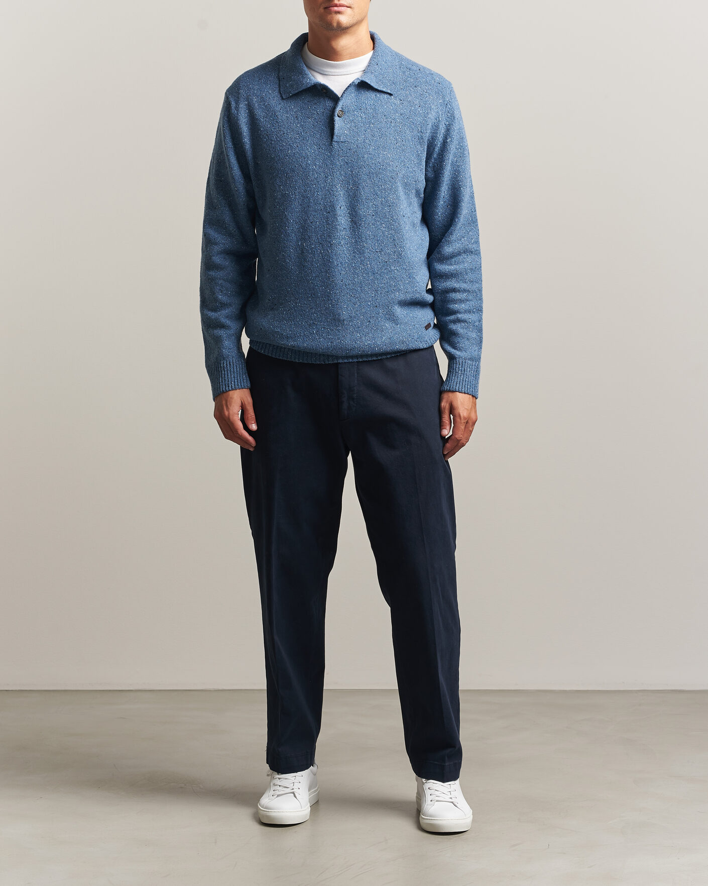 Men | Sweaters & Knitwear | Gant | Neps Wool Polo Blue Horizon