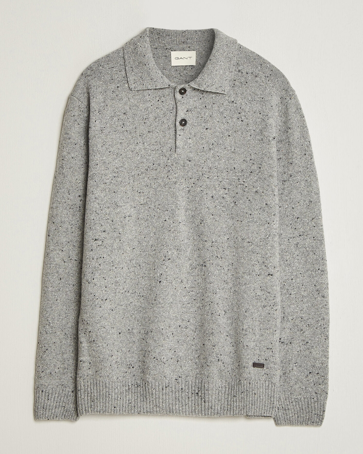 Men | Sweaters & Knitwear | Gant | Neps Wool Polo Grey Melange