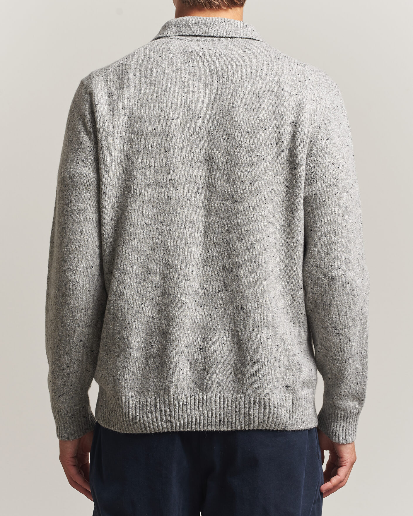 Men | Sweaters & Knitwear | Gant | Neps Wool Polo Grey Melange
