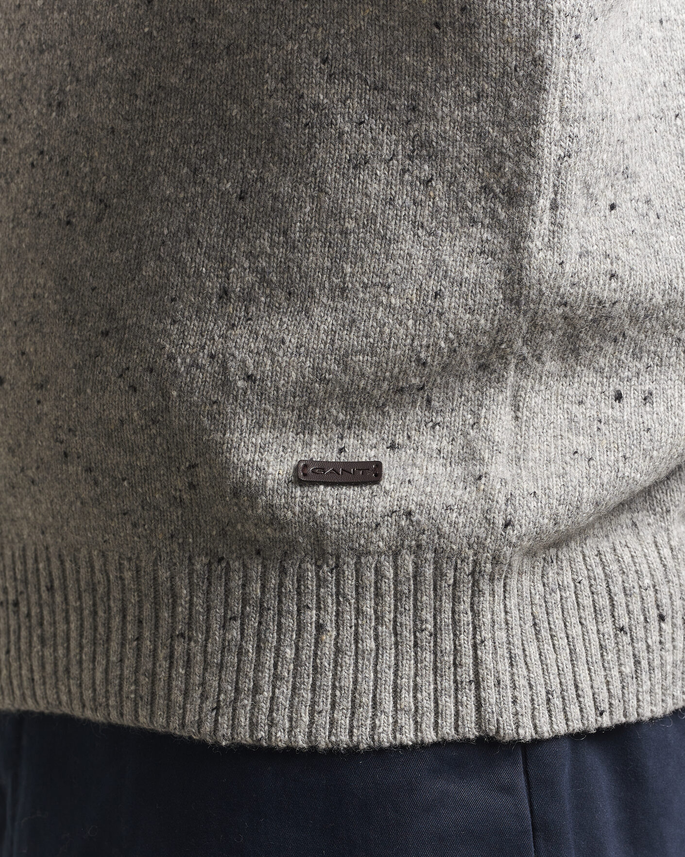 Men | Sweaters & Knitwear | Gant | Neps Wool Polo Grey Melange