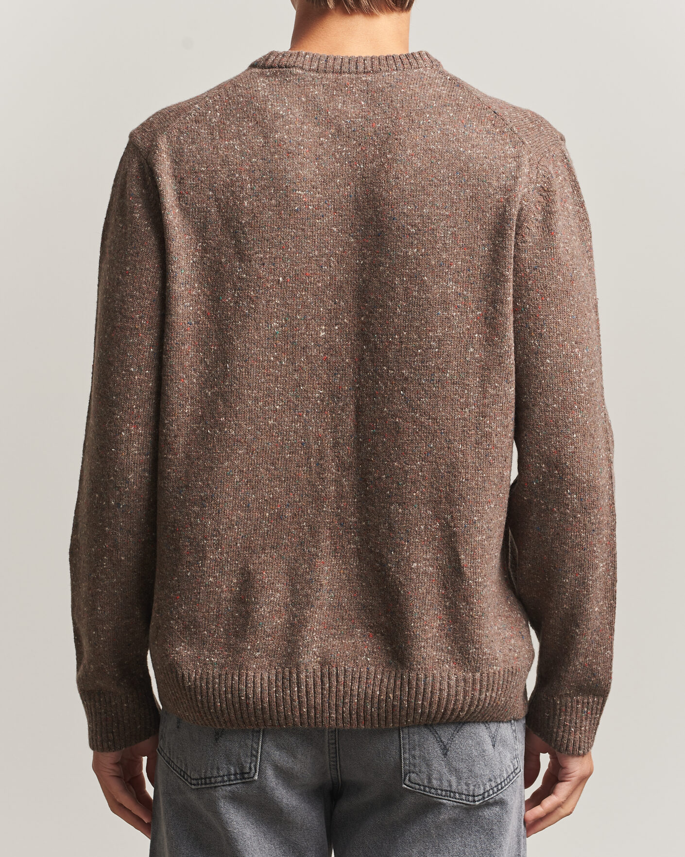 Men | Sweaters & Knitwear | Gant | Neps Wool Crew Neck Sweater Faded Taupe