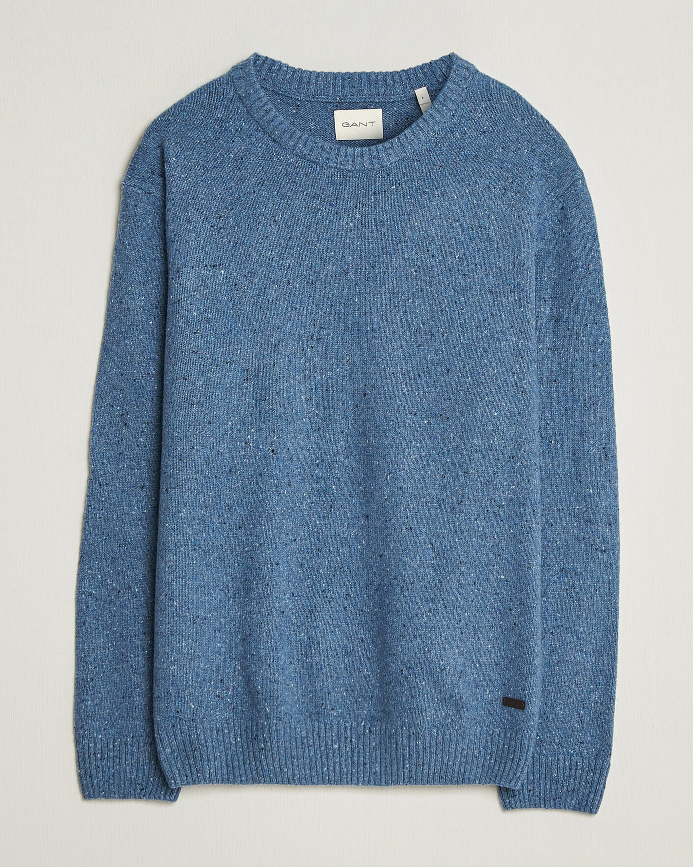 Men | Sweaters & Knitwear | Gant | Neps Wool Crew Neck Sweater Blue Horizon