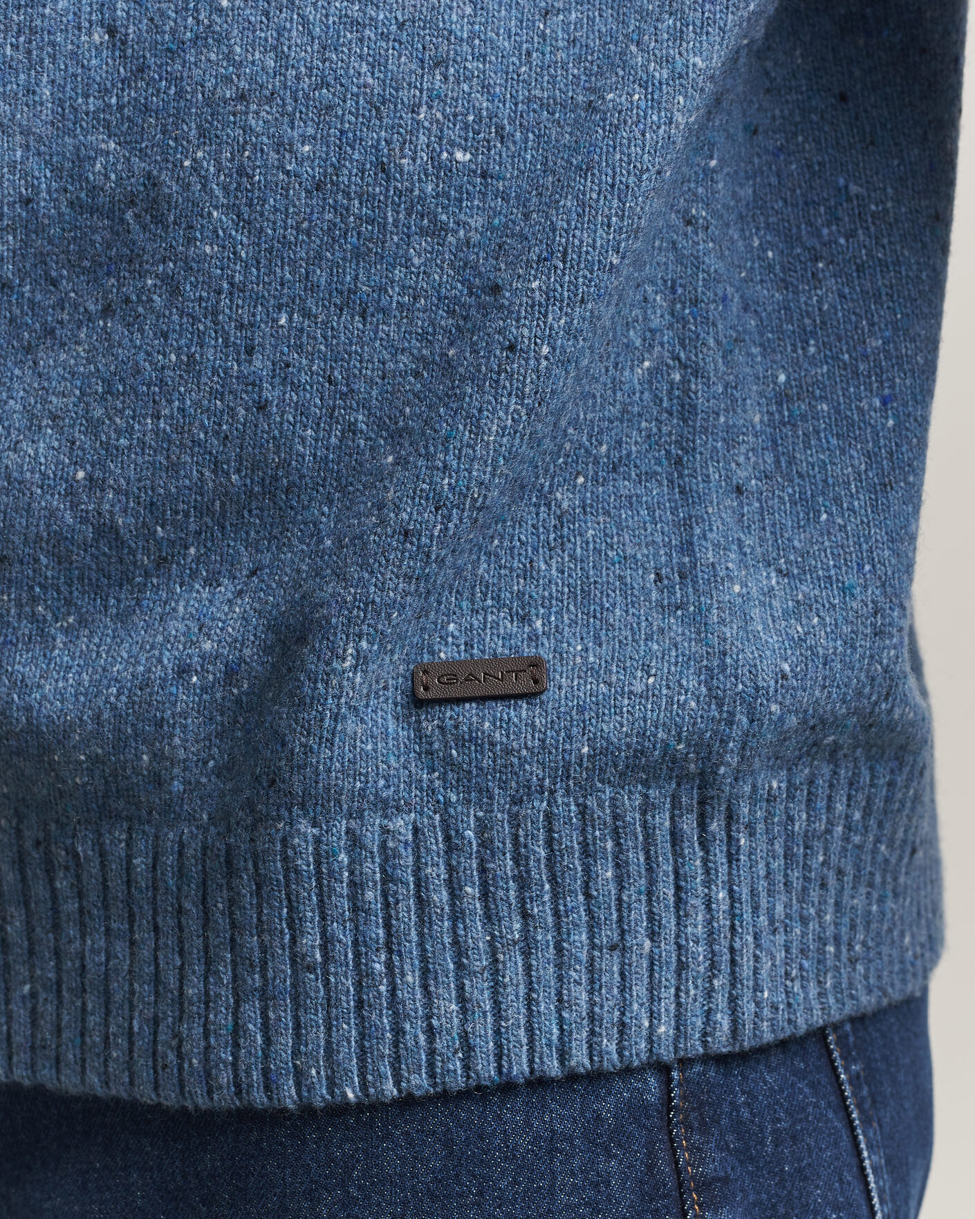 Men | Sweaters & Knitwear | Gant | Neps Wool Crew Neck Sweater Blue Horizon