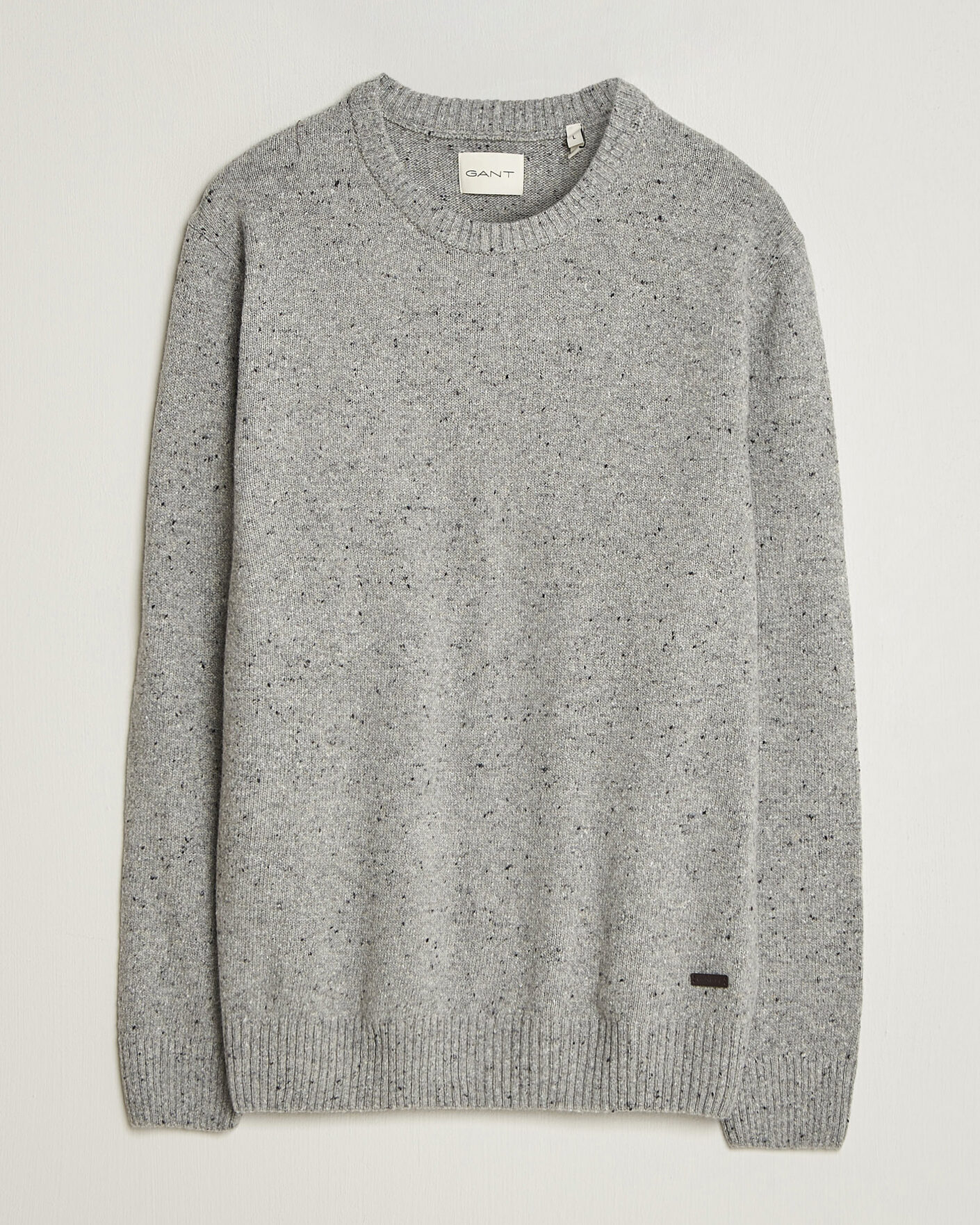 Men | Sweaters & Knitwear | Gant | Neps Wool Crew Neck Sweater Grey Melange