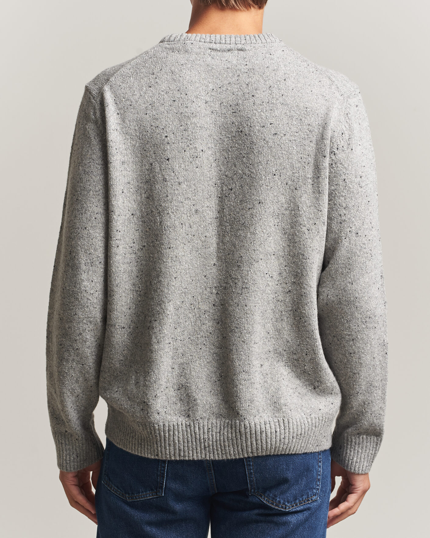 Men | Sweaters & Knitwear | Gant | Neps Wool Crew Neck Sweater Grey Melange