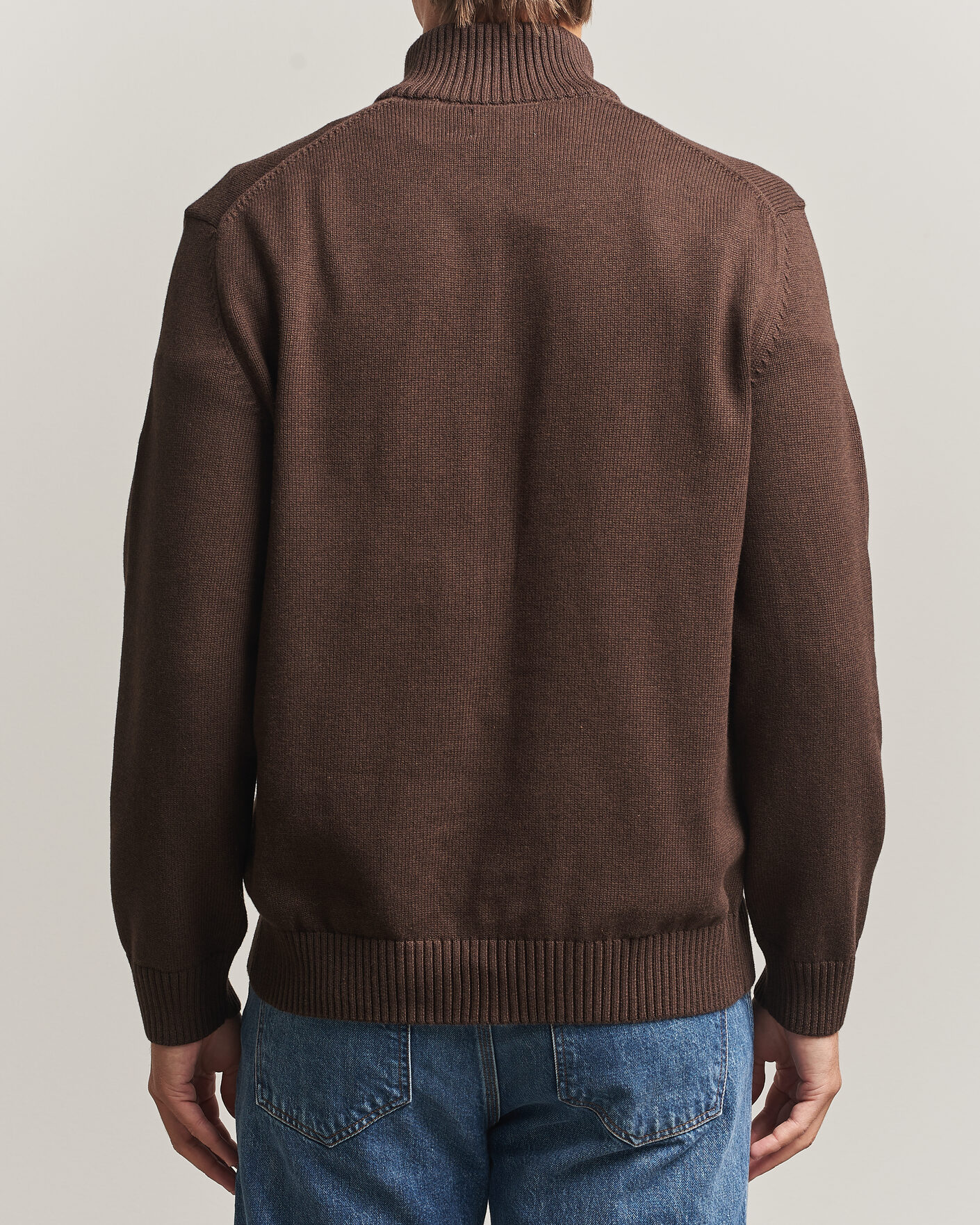 Men | Sweaters & Knitwear | Gant | Casual Cotton Half Zip Black Brown Melange