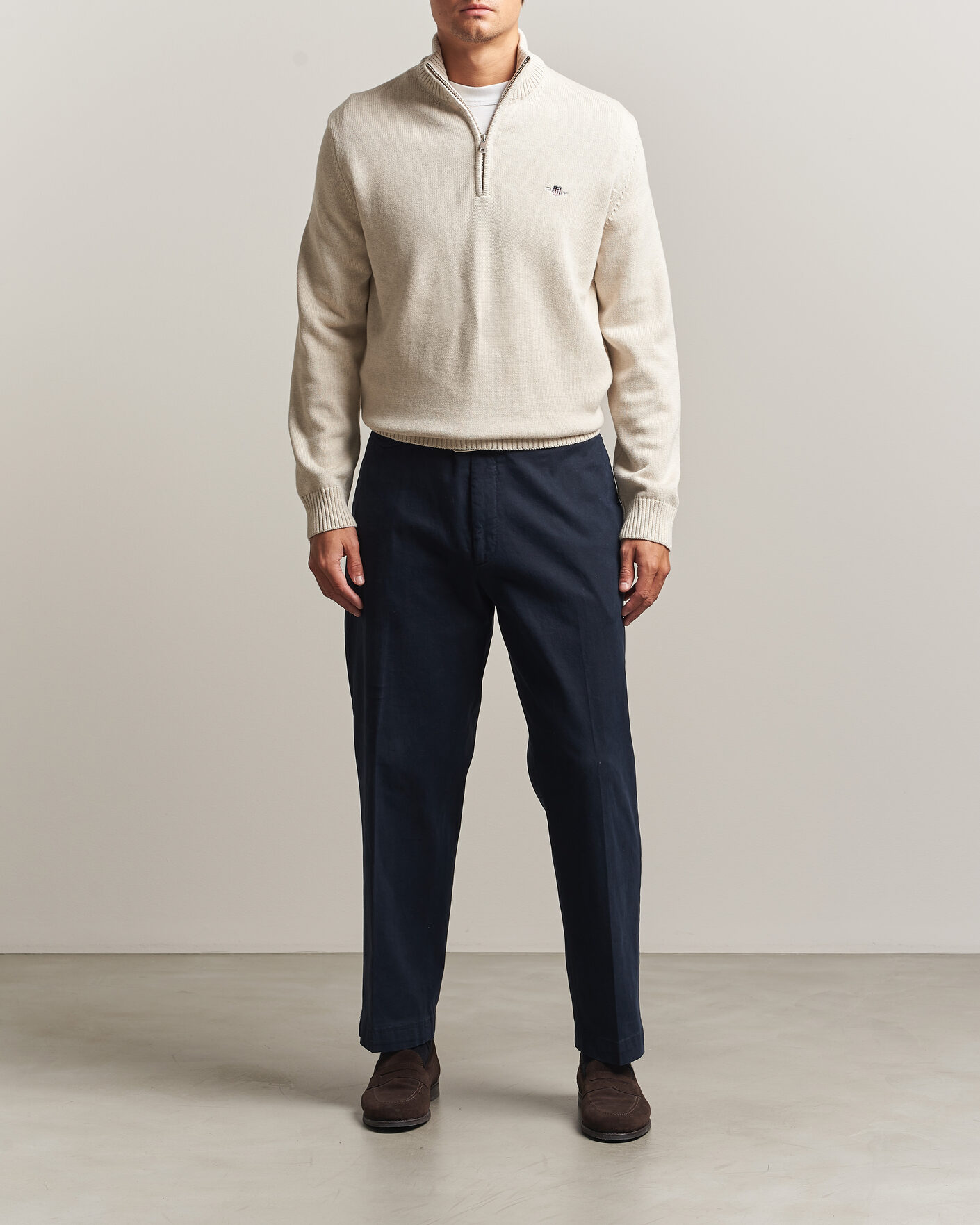 Men | Sweaters & Knitwear | Gant | Casual Cotton Half Zip Seed Melange