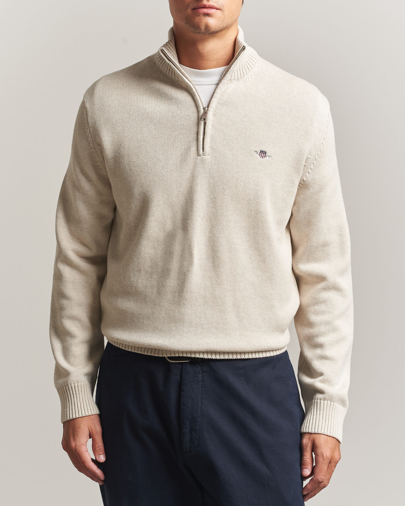 Men | Sweaters & Knitwear | Gant | Casual Cotton Half Zip Seed Melange