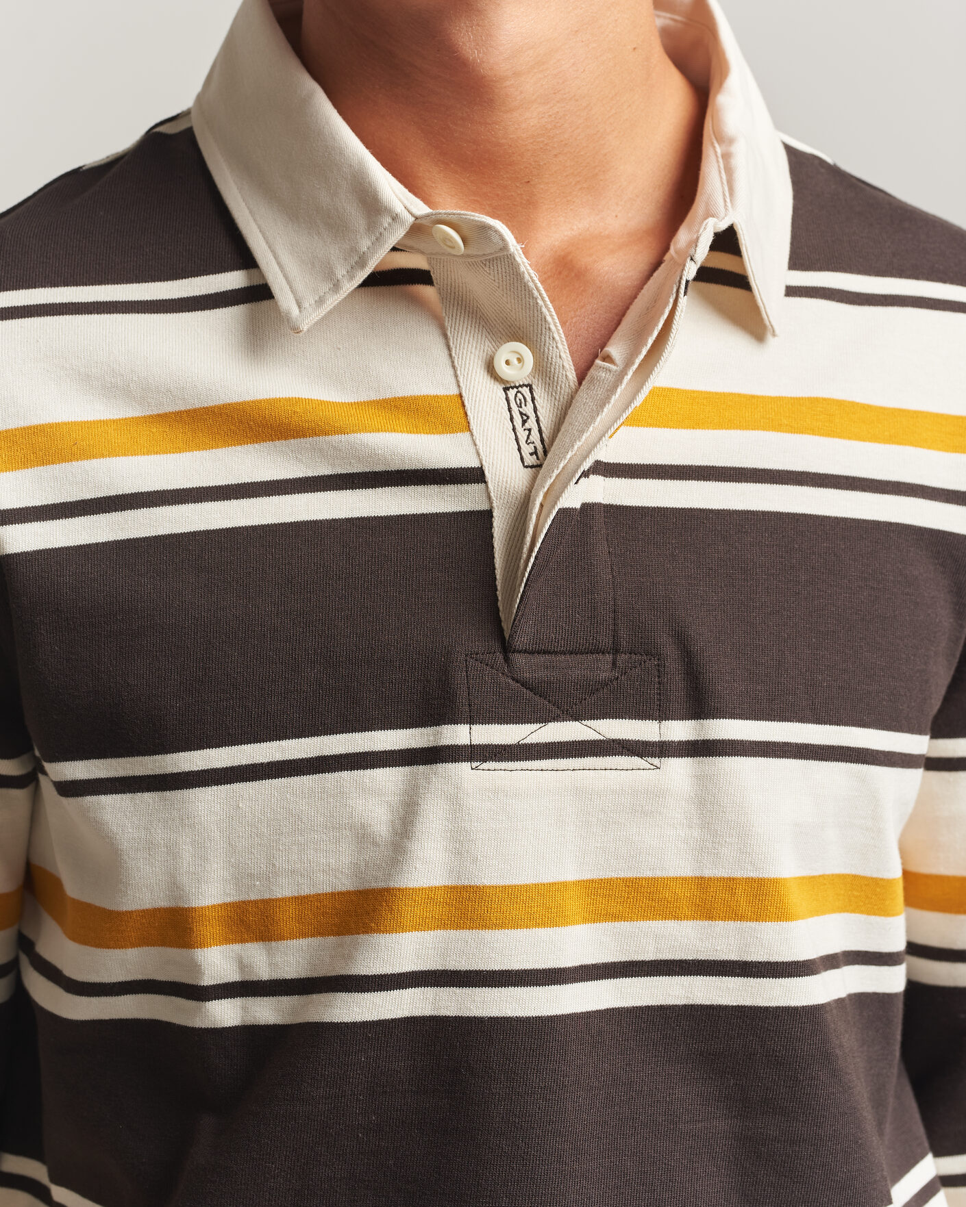 Men | Sweaters & Knitwear | Gant | Striped Heavy Rugger Charred Wood Brown