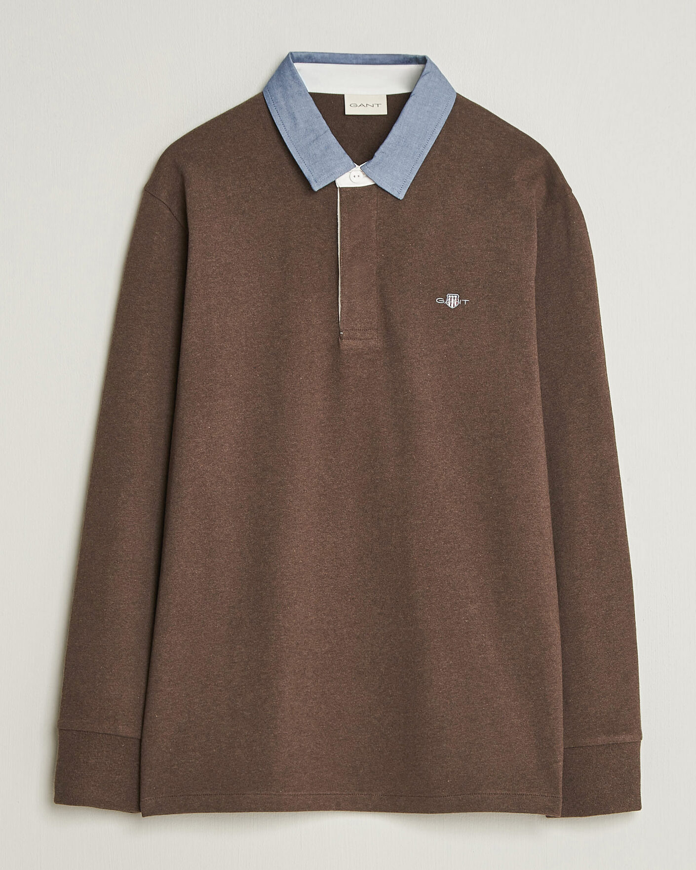 Men | Sweaters & Knitwear | Gant | Chambray Solid Heavy Rugger Black Brown Melange