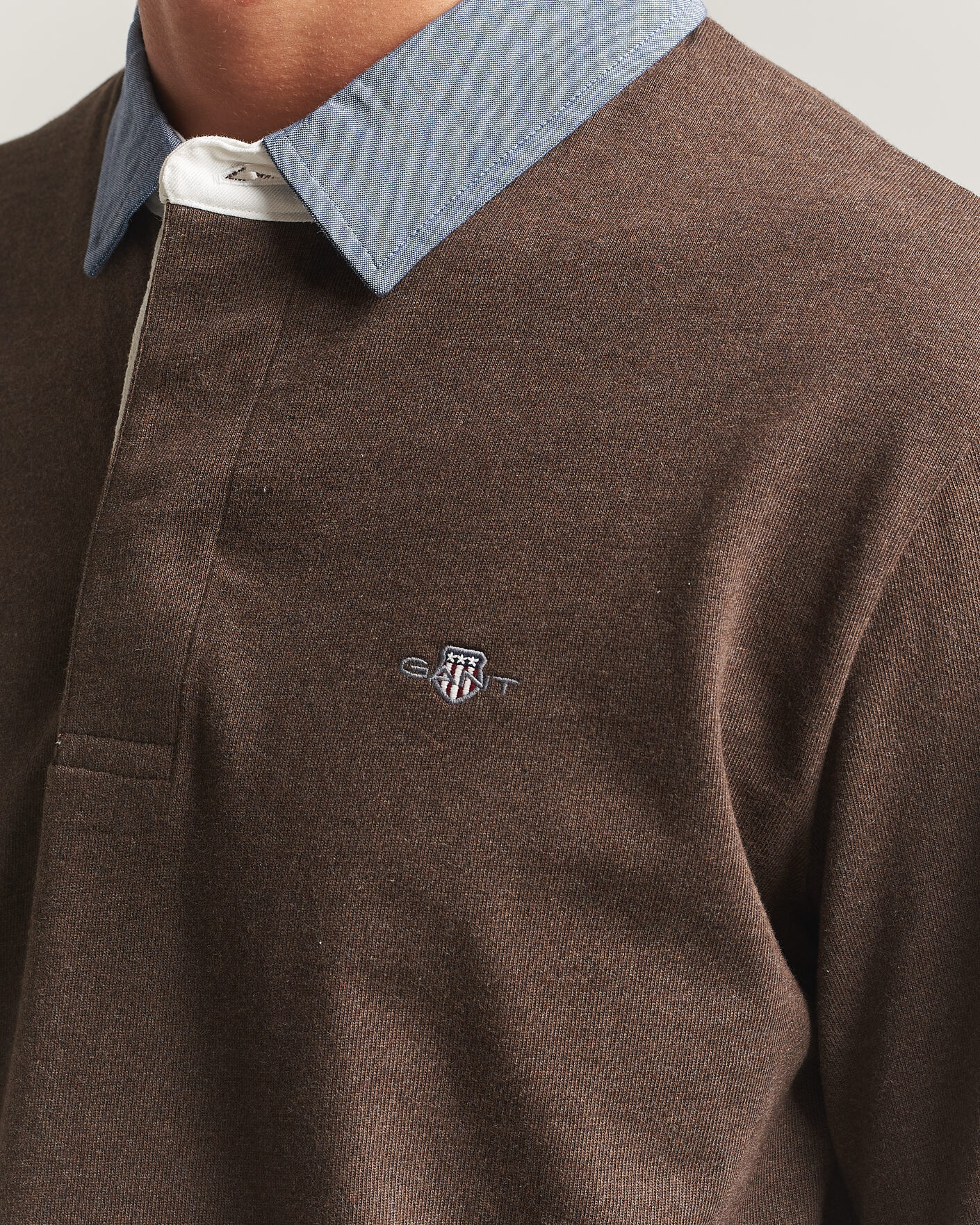 Men | Sweaters & Knitwear | Gant | Chambray Solid Heavy Rugger Black Brown Melange