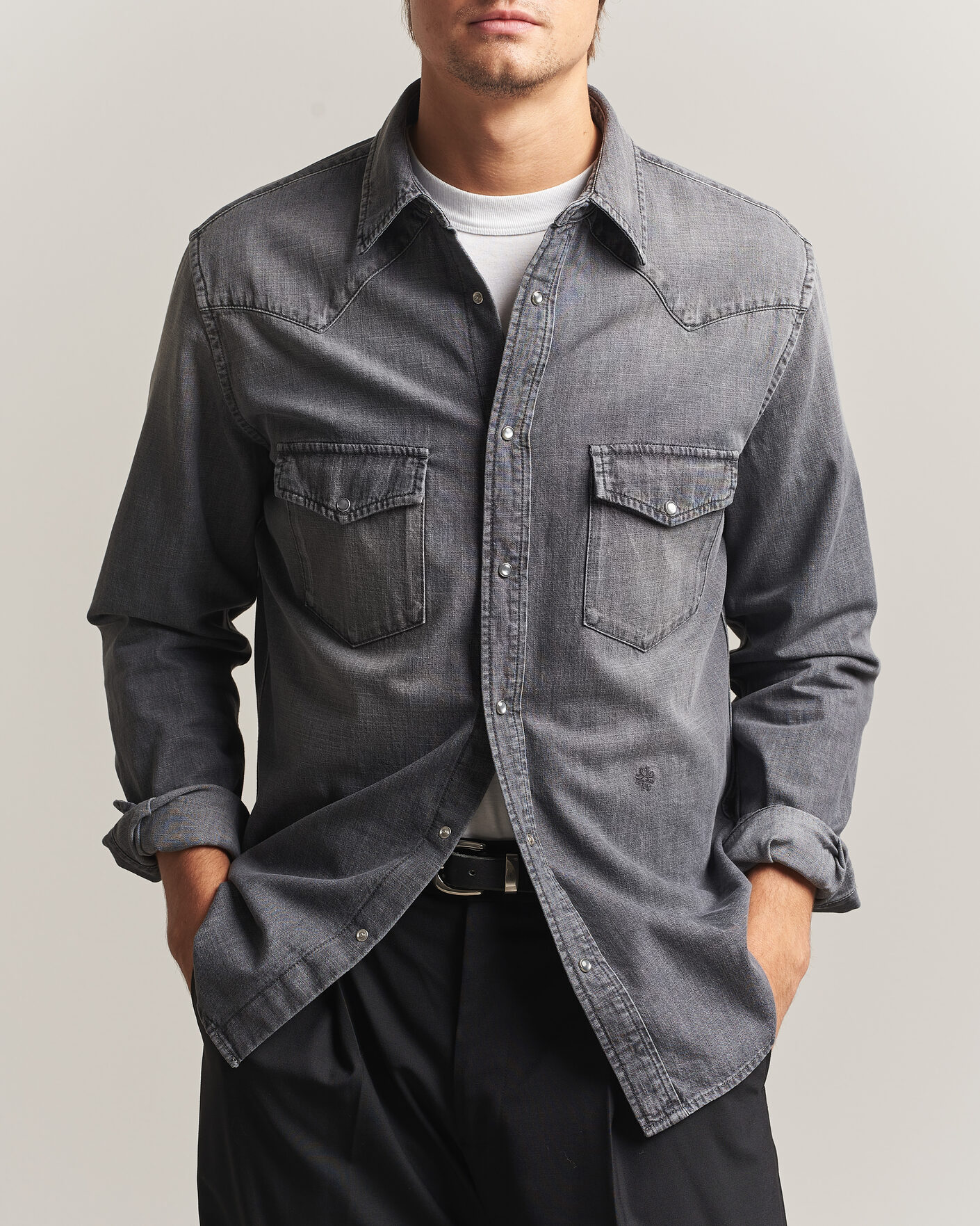 Men | Shirts | Jacob Cohën | Denim Western Pocket Overshirt Grey