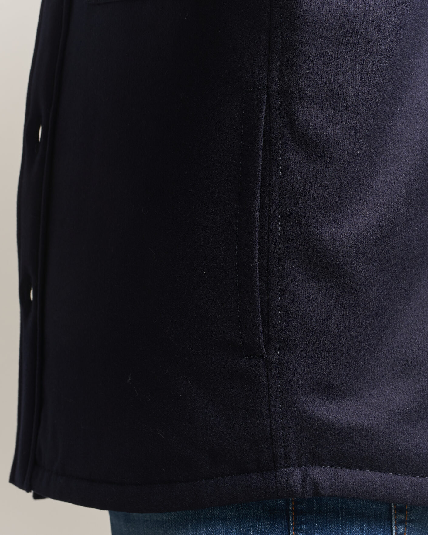 Men | Coats & Jackets | Jacob Cohën | Wool Flannel Eco Fur Lined Shirt Jacket Navy