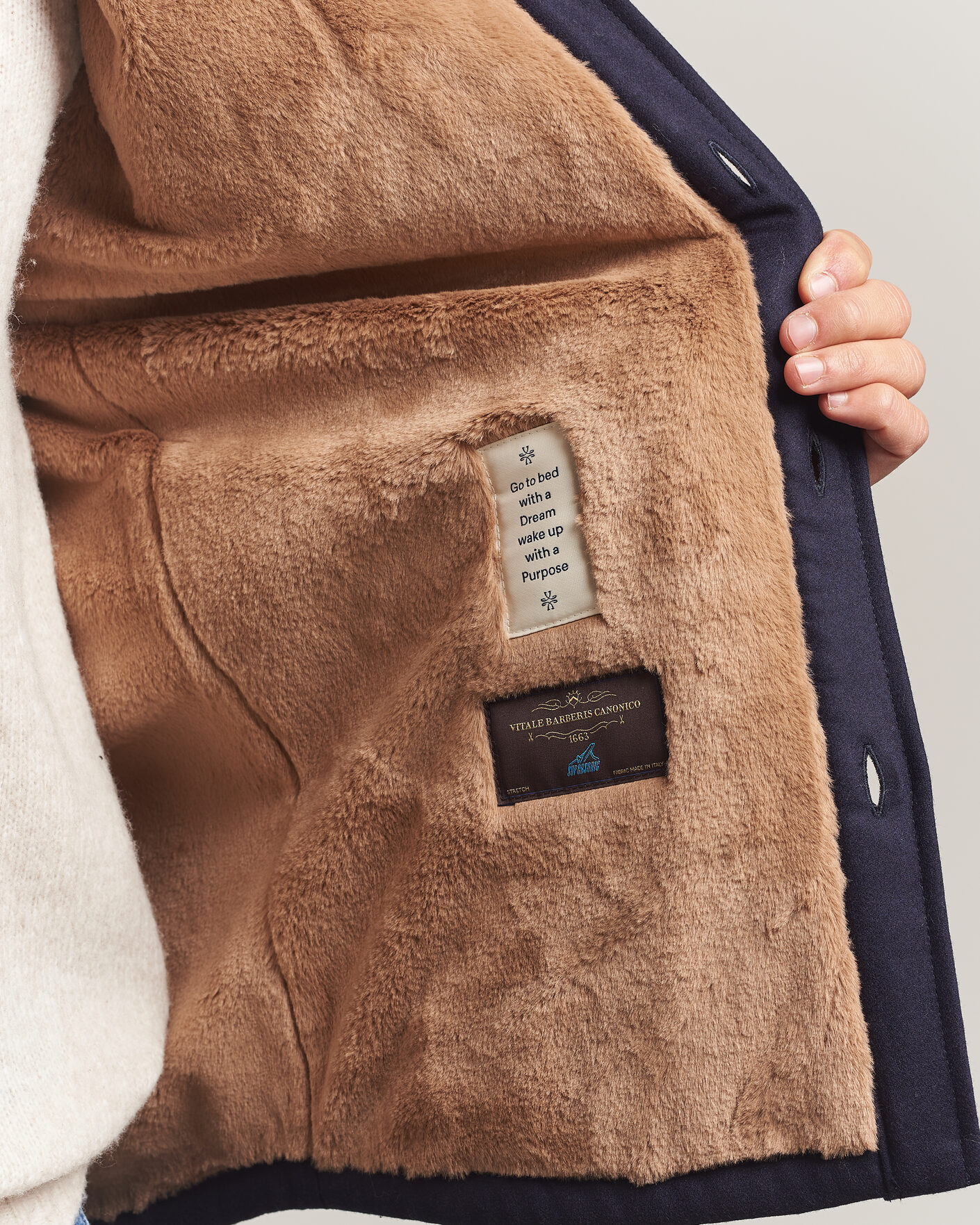 Men | Coats & Jackets | Jacob Cohën | Wool Flannel Eco Fur Lined Shirt Jacket Navy