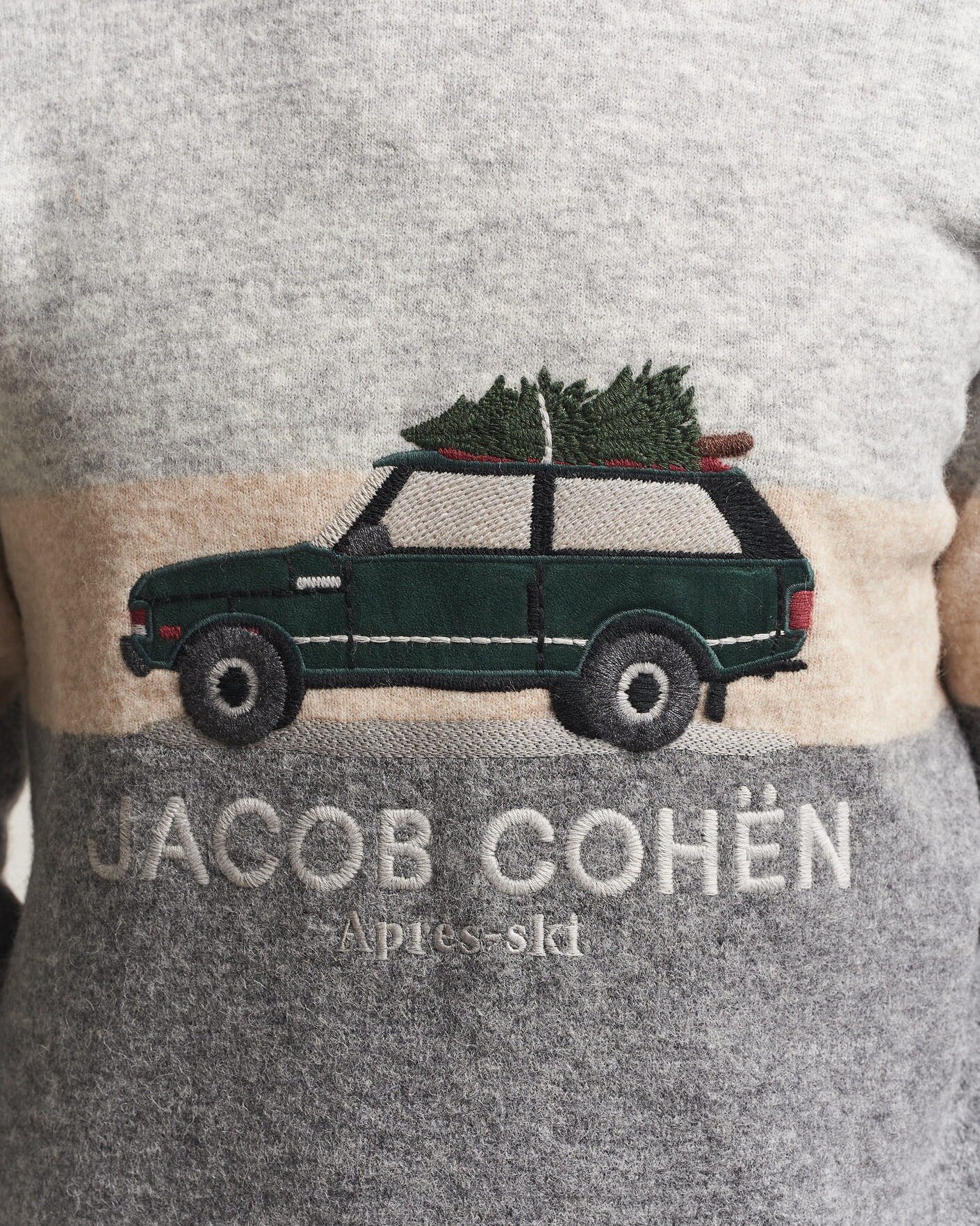 Men | Sweaters & Knitwear | Jacob Cohën | Embroidery Knitted Apres-Ski Crew Neck Grey