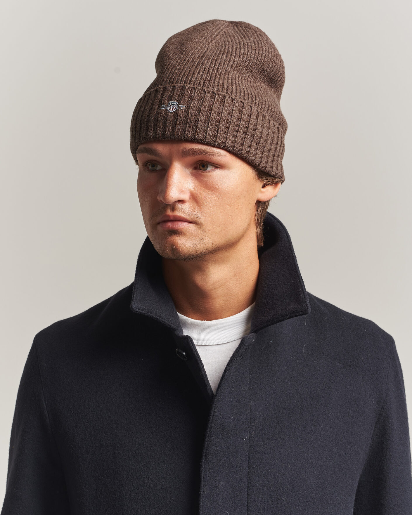 Men | Beanies | Gant | Wool Beanie Shadow Brown