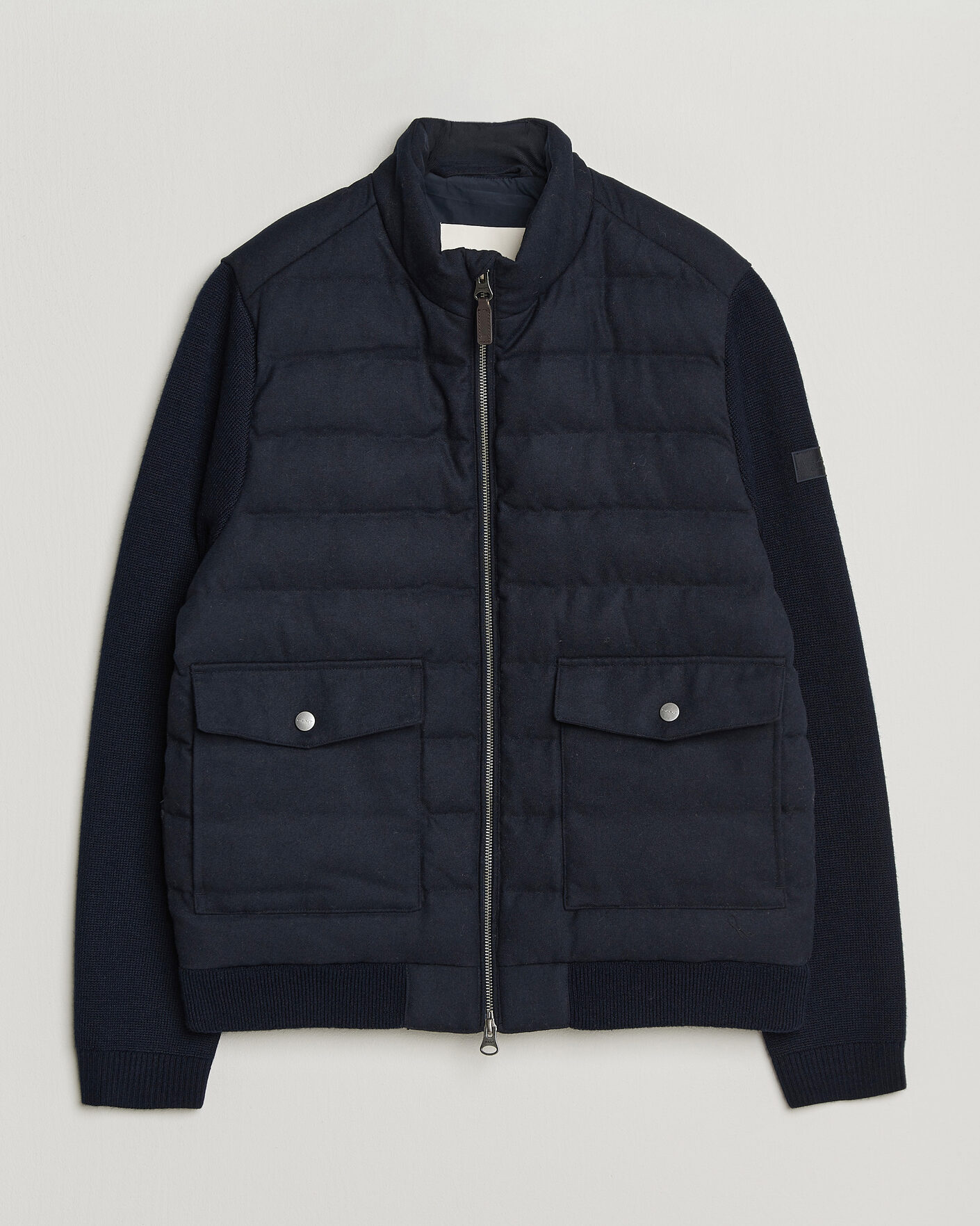 Men | Coats & Jackets | Gant | Padded Hybrid Flannel Jacket Evening Blue