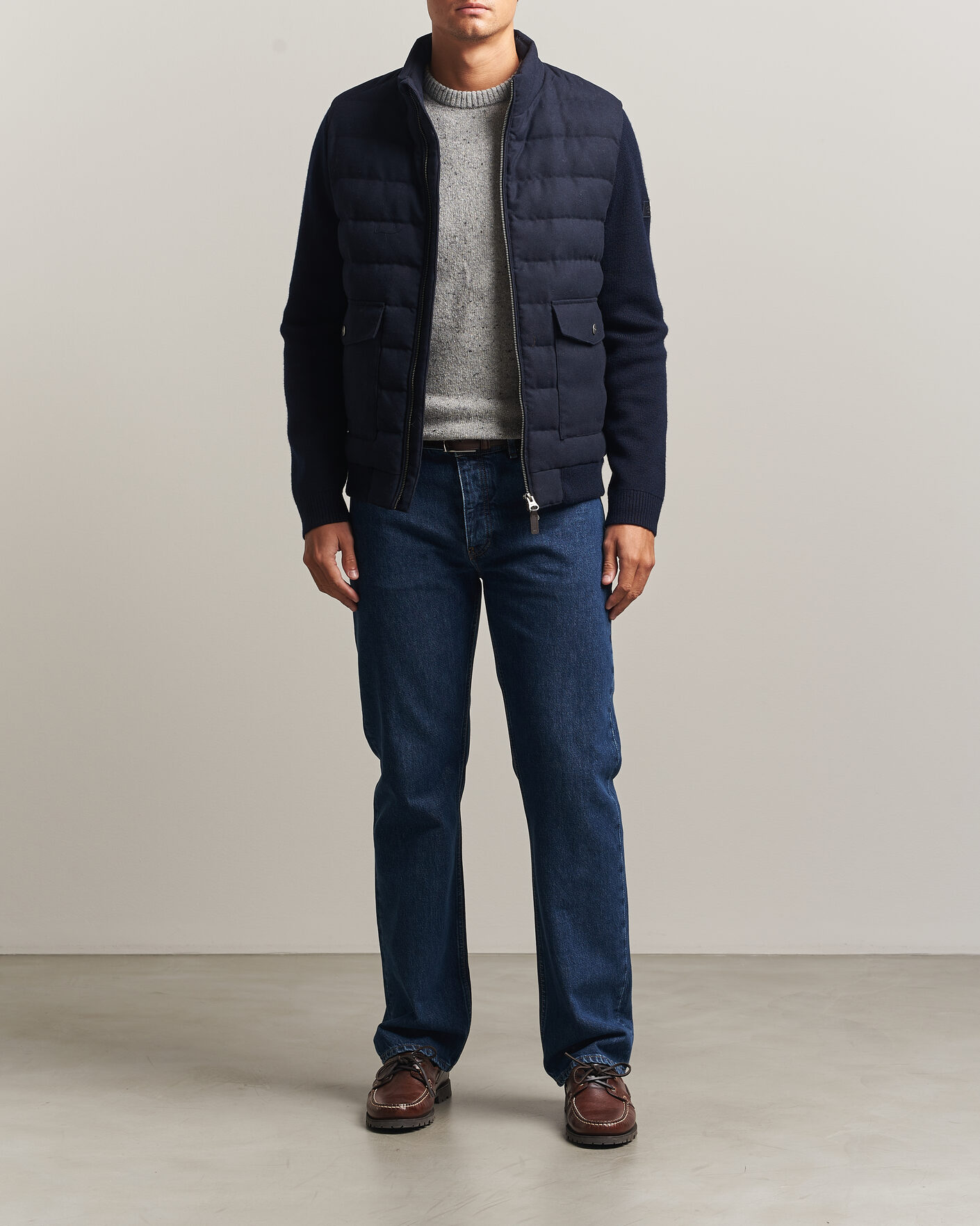 Men | Coats & Jackets | Gant | Padded Hybrid Flannel Jacket Evening Blue